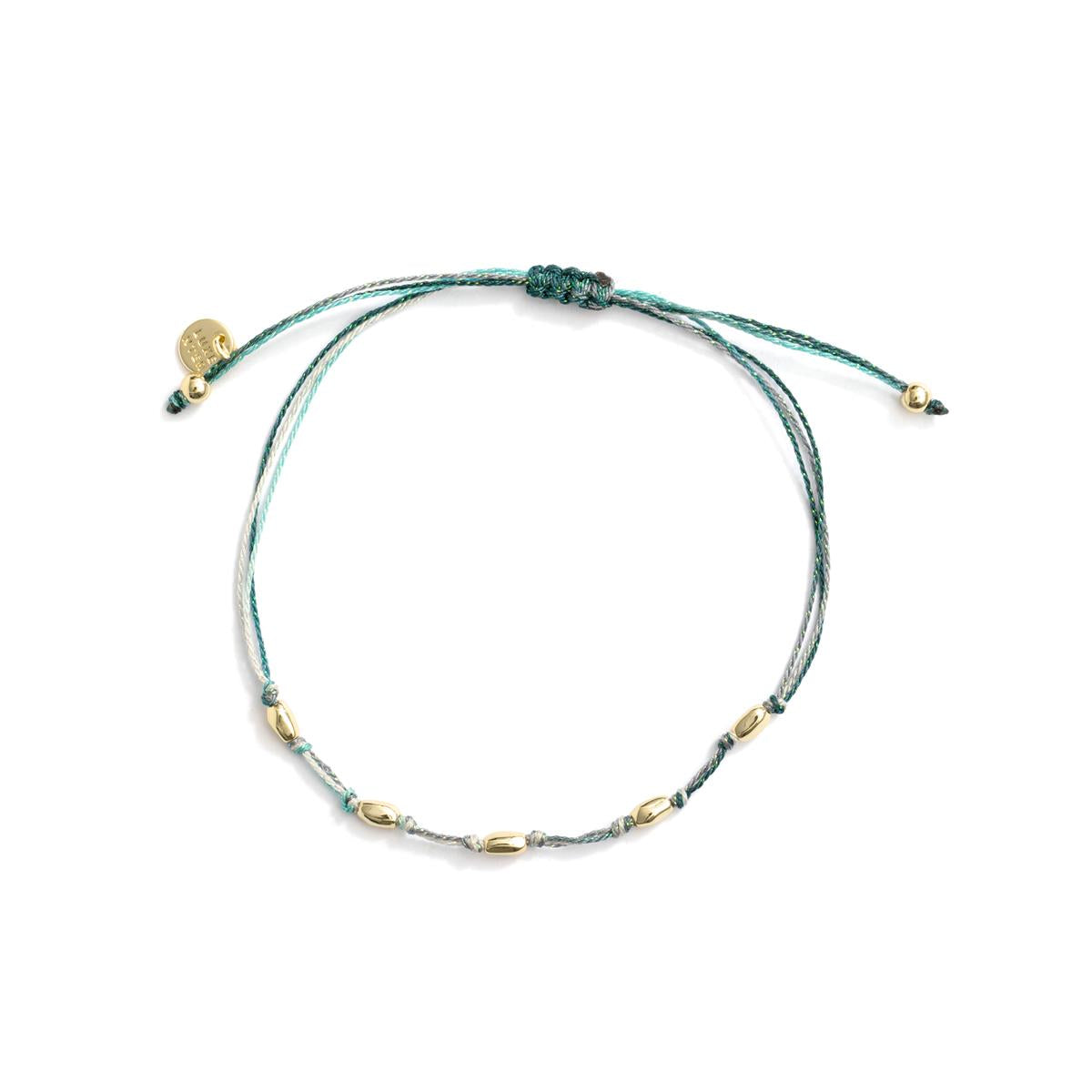 Fußkettchen aus Metalllegierung und dunkelgrünem Baumwollstoff mit Rhodium-Finish - Buawe