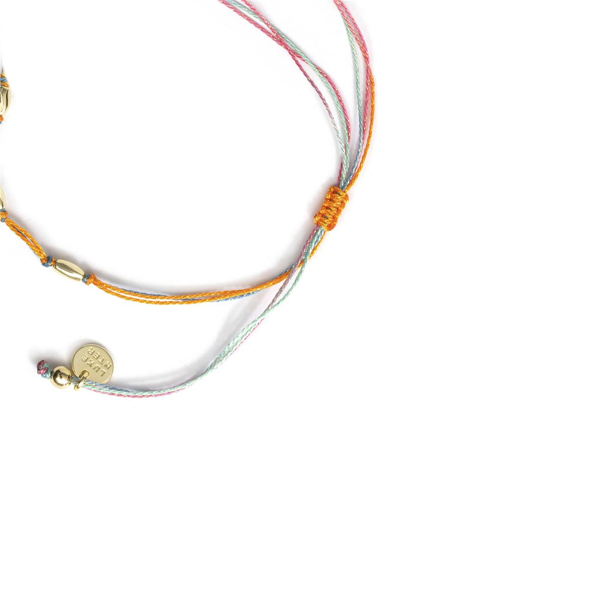 18k Yellow Gold Finish Multicolor Metal Alloy and Cotton Ankle Bracelet - Buawe