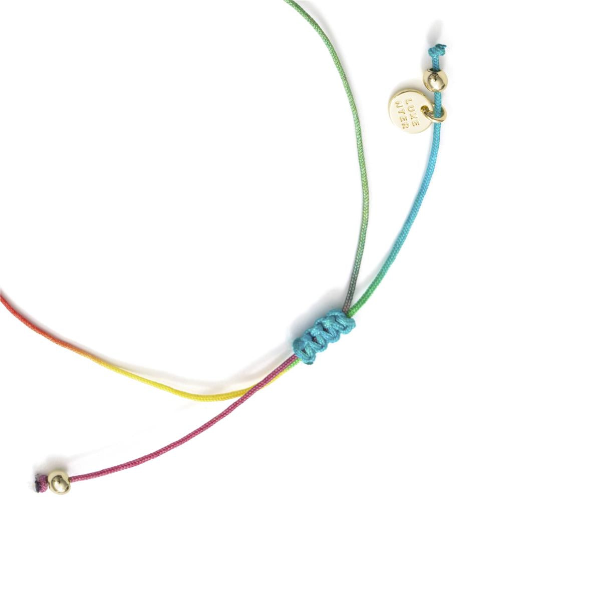 18k Yellow Gold Finished Multicolor Fluorescent Metal Alloy and Cotton Ankle Bracelet - Buawe