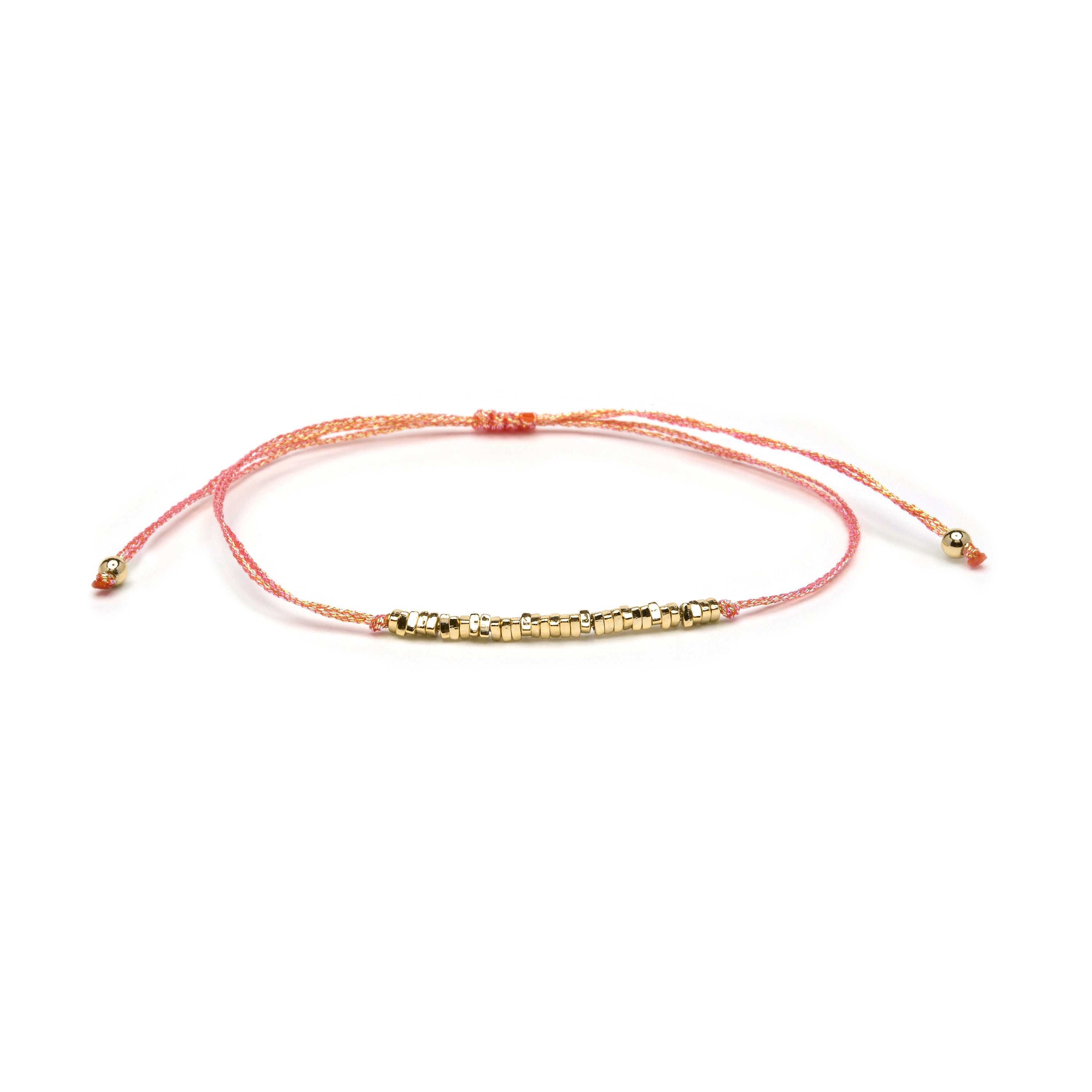 Baumwollarmband Orange mit 18k Gelbgold-Finish - Limley