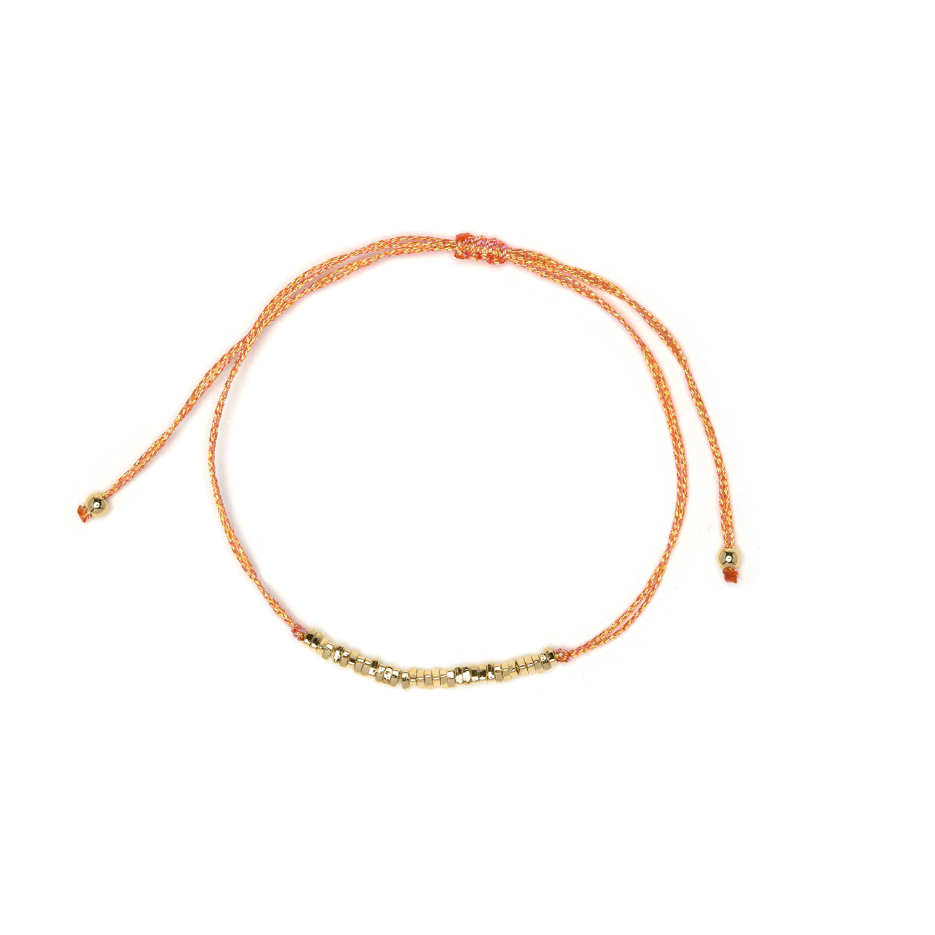 Baumwollarmband Orange mit 18k Gelbgold-Finish - Limley