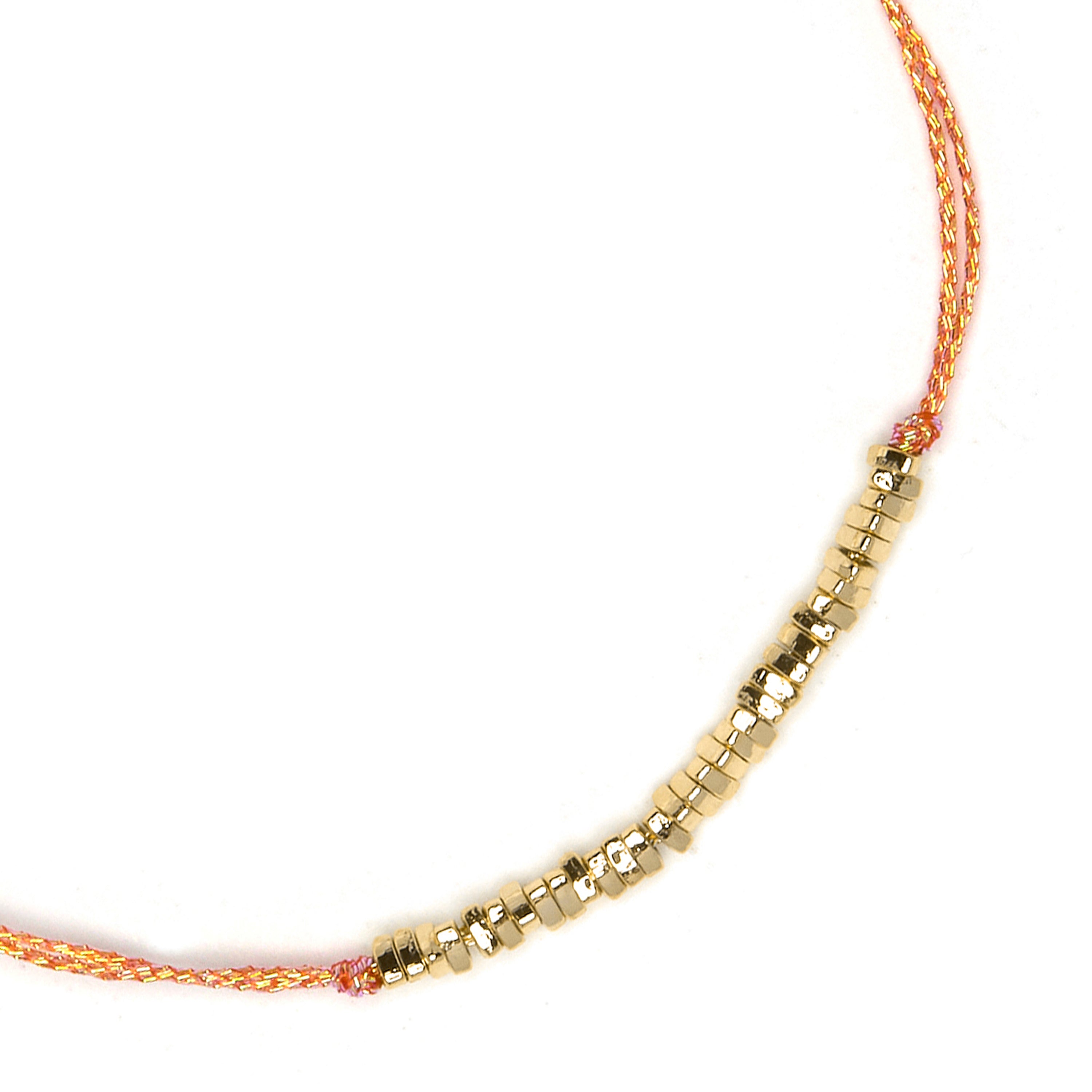 Baumwollarmband Orange mit 18k Gelbgold-Finish - Limley