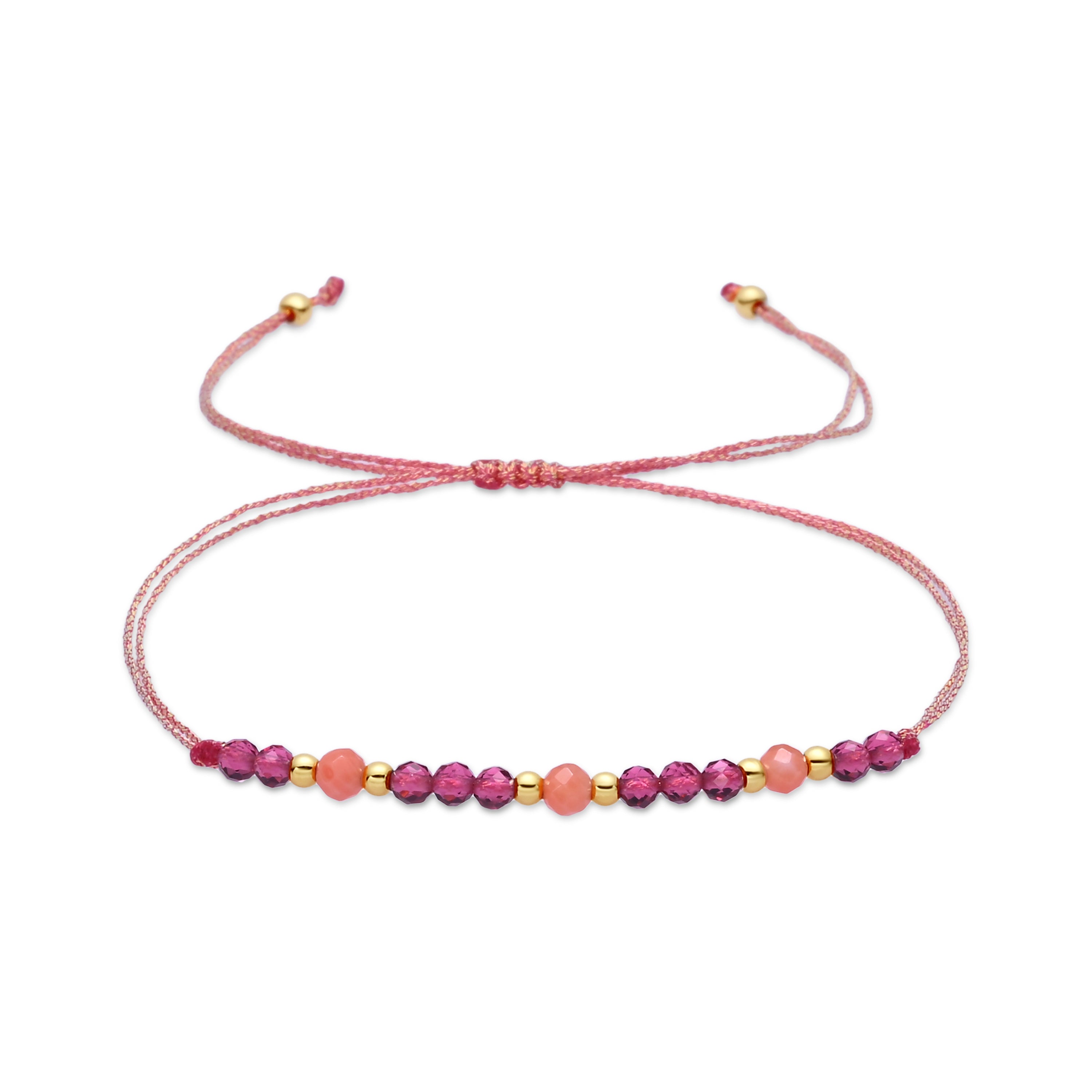 Bracelet en cristal grenat finition or jaune 18k - Kyovir