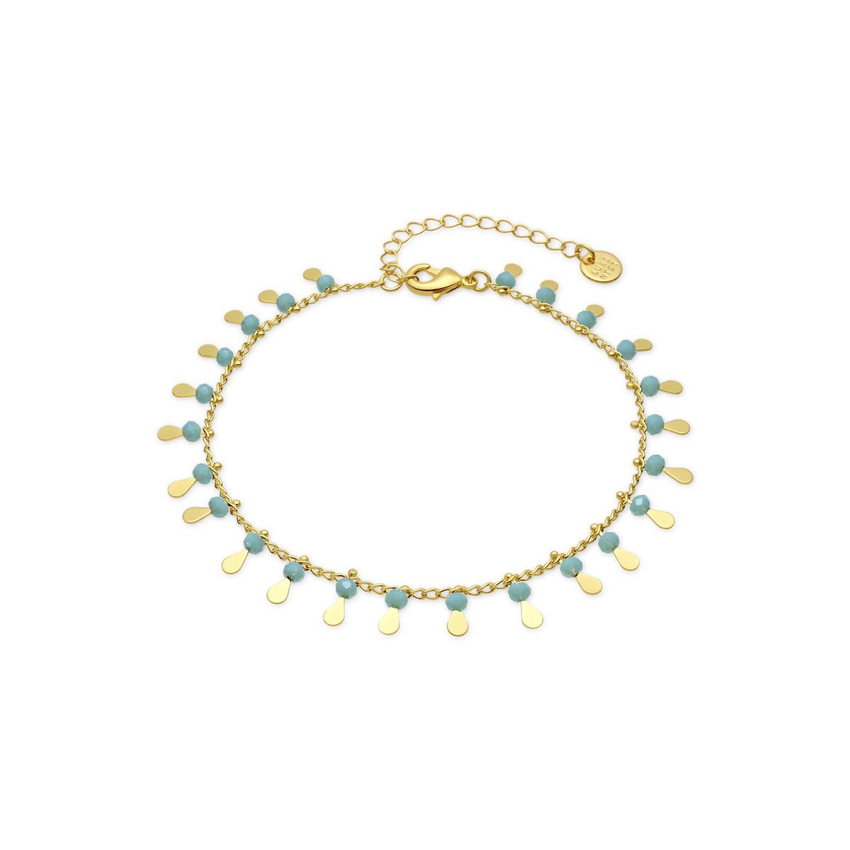Fußkettchen aus Metalllegierung und blauem Kristall mit 18k Gelbgold-Finish - Cahuit