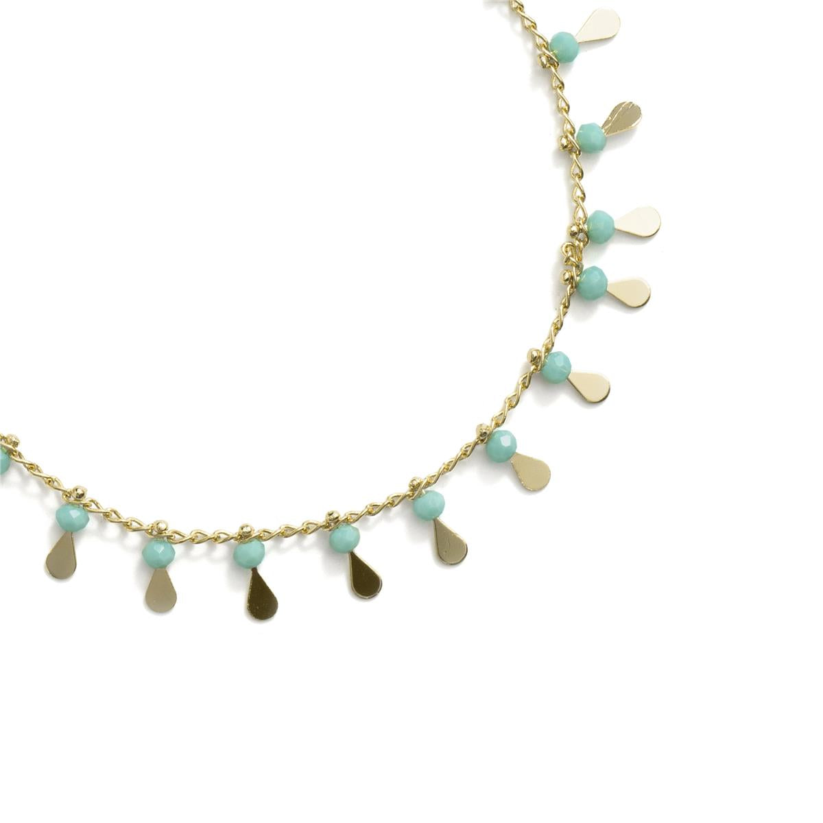 Fußkettchen aus Metalllegierung und blauem Kristall mit 18k Gelbgold-Finish - Cahuit