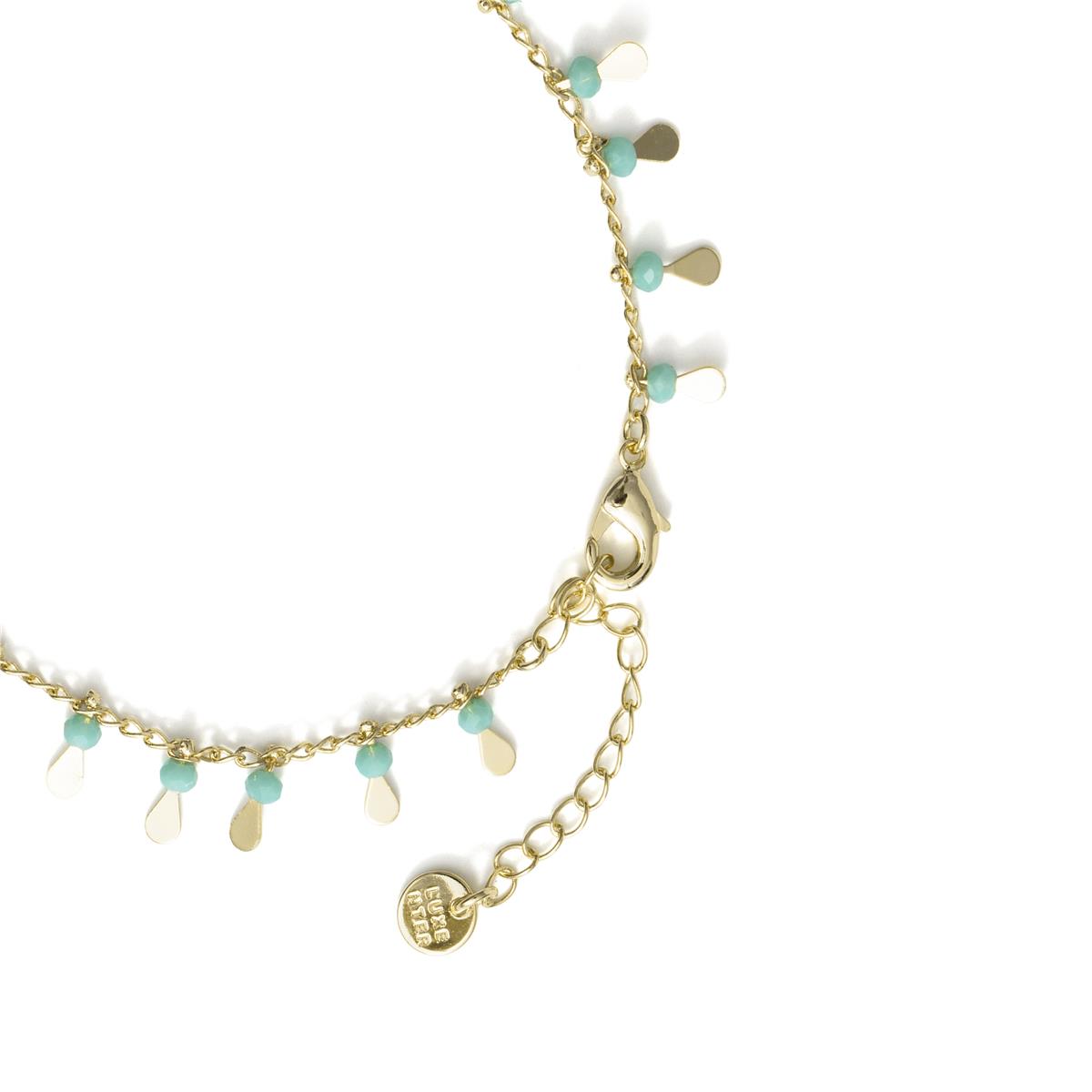 Fußkettchen aus Metalllegierung und blauem Kristall mit 18k Gelbgold-Finish - Cahuit