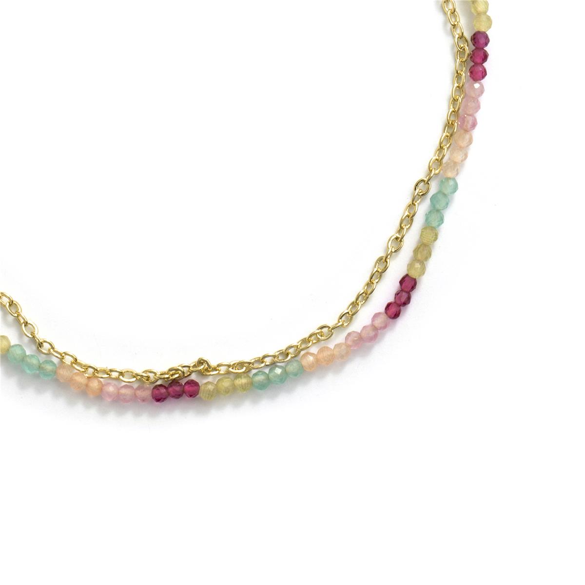 Fußkettchen aus Metalllegierung und mehrfarbigem Kristall mit 18 Karat Gelbgold-Finish - Miwa