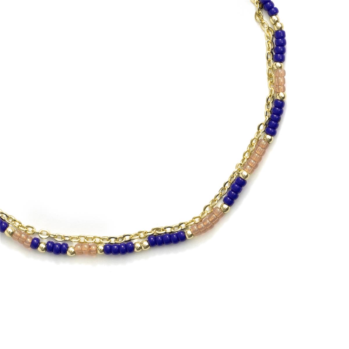 Fußkettchen aus Metalllegierung und dunkelblauem Kristall mit Rhodium-Finish - Zasau