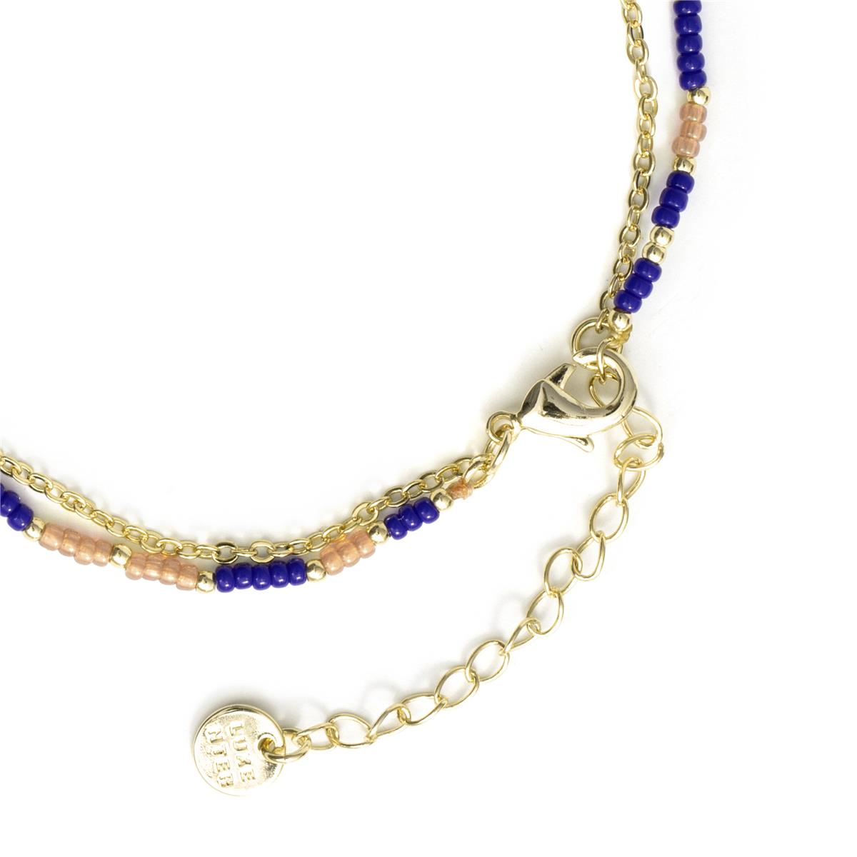 Fußkettchen aus Metalllegierung und dunkelblauem Kristall mit Rhodium-Finish - Zasau