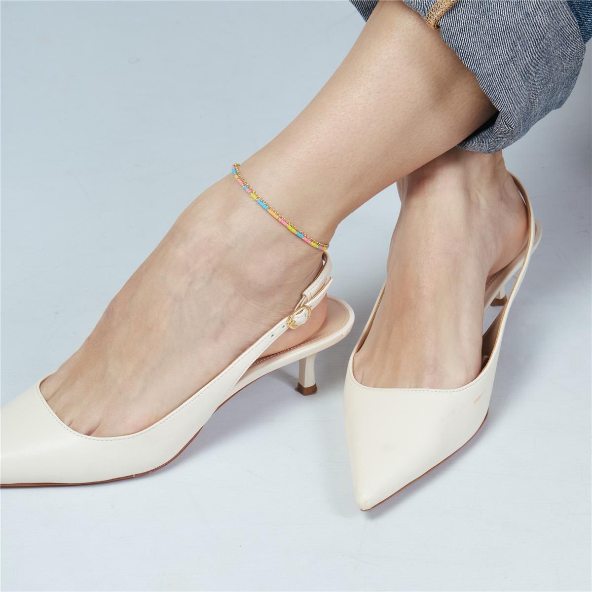 18k Yellow Gold Finished Yellow Crystal and Metal Alloy Ankle Bracelet - Zasau