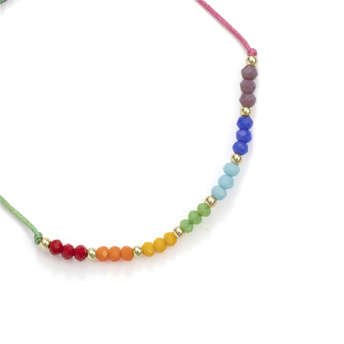 18k Yellow Gold Finished Multicolor Metal Alloy and Crystal Anklet - Ophus
