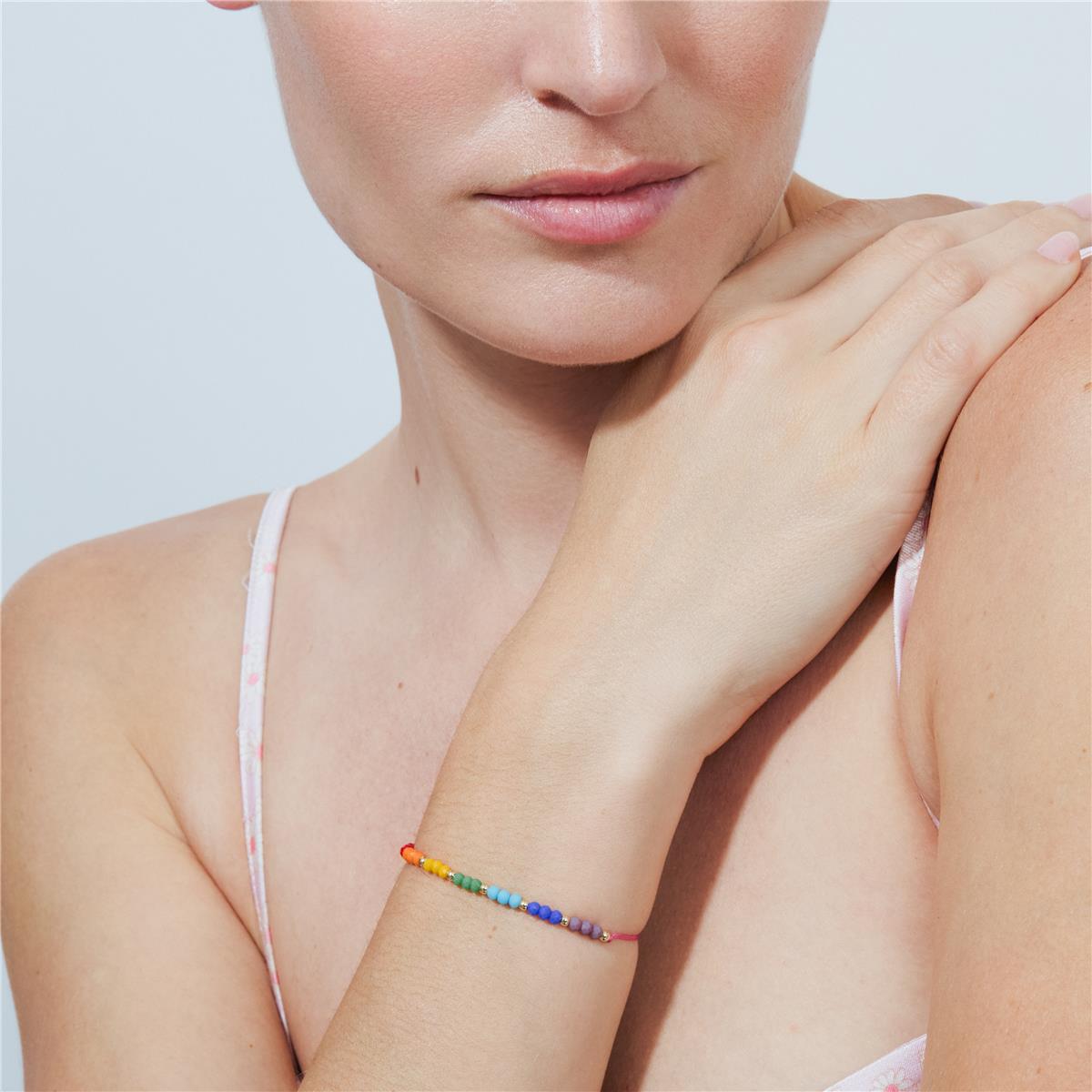 18k Yellow Gold Finished Multicolor Metal Alloy and Crystal Anklet - Ophus