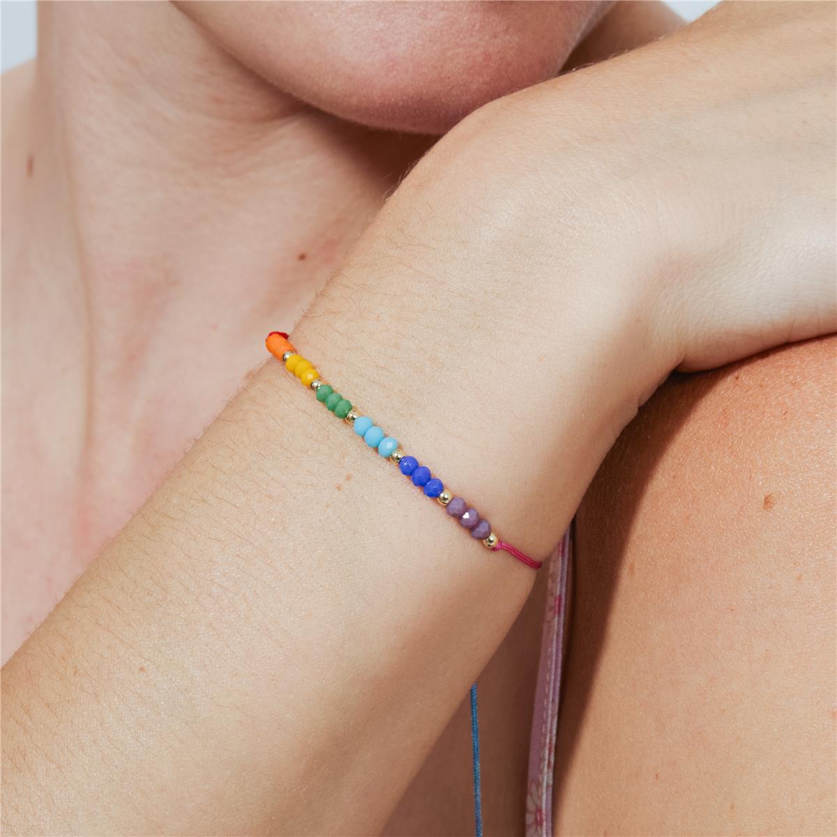 18k Yellow Gold Finished Multicolor Metal Alloy and Crystal Anklet - Ophus