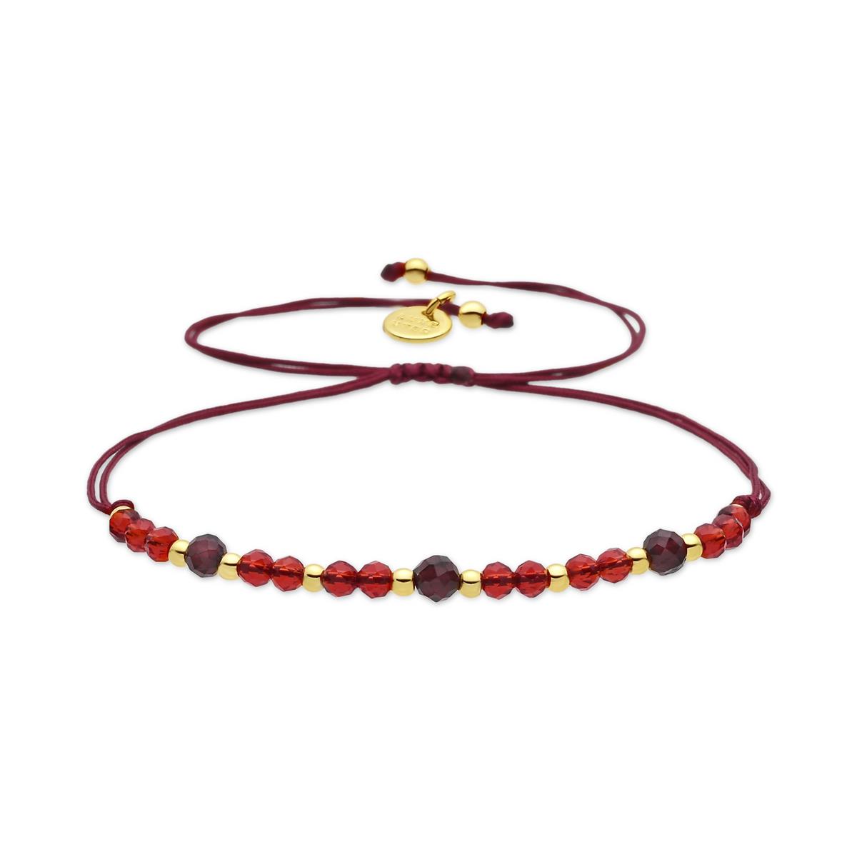 18k Yellow Gold Finished Metal Alloy and Red Crystal Ankle Bracelet - Itnej