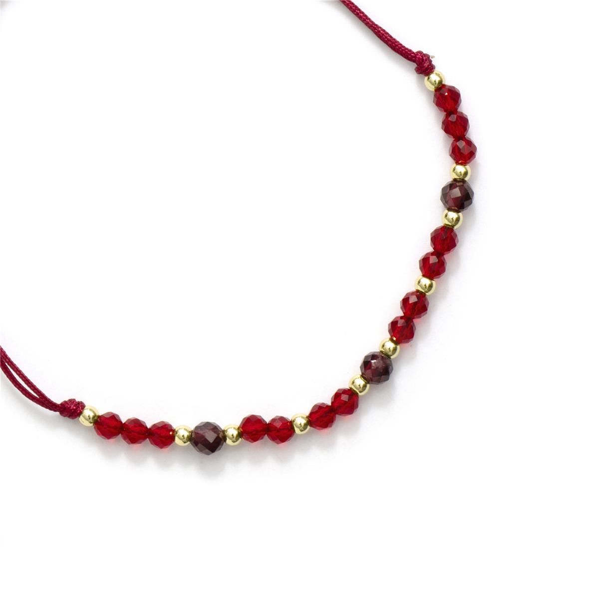 18k Yellow Gold Finished Metal Alloy and Red Crystal Ankle Bracelet - Itnej