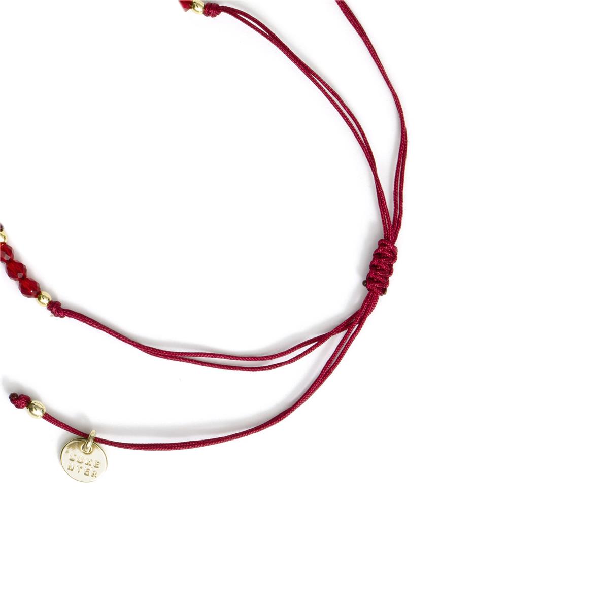 18k Yellow Gold Finished Metal Alloy and Red Crystal Ankle Bracelet - Itnej