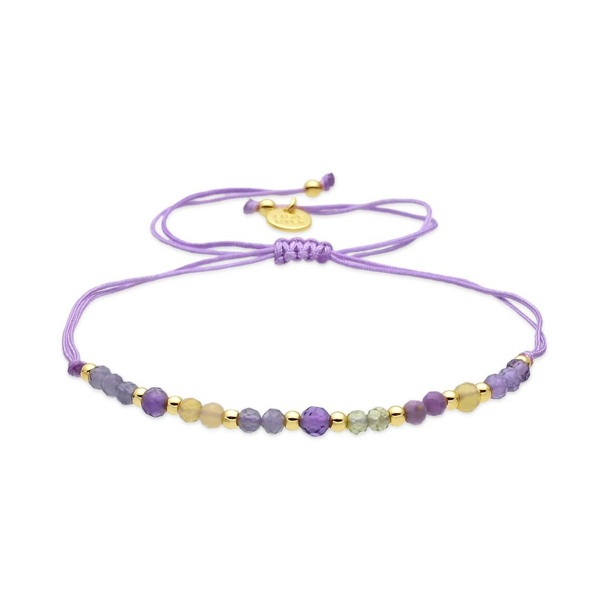 18k Yellow Gold Finished Purple Crystal and Metal Alloy Ankle Bracelet - Itnej