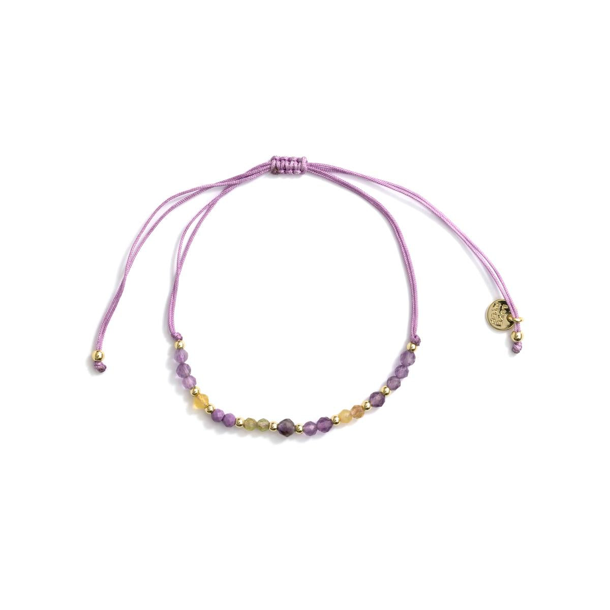 18k Yellow Gold Finished Purple Crystal and Metal Alloy Ankle Bracelet - Itnej