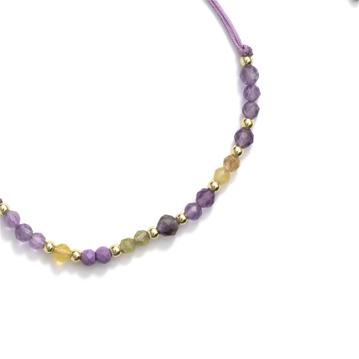 18k Yellow Gold Finished Purple Crystal and Metal Alloy Ankle Bracelet - Itnej