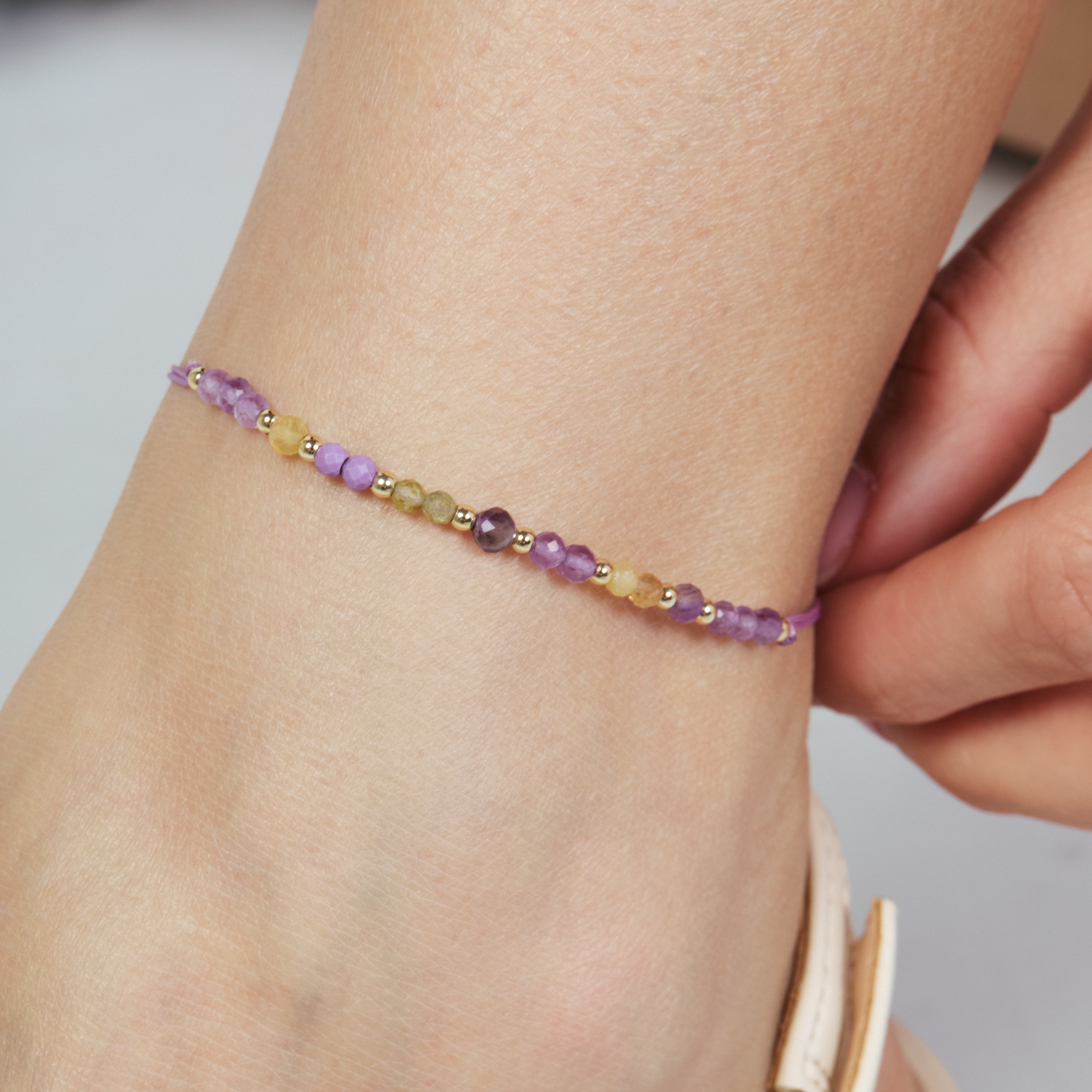 Tobillera de Aleación de Metal y Cristal Morado acabado en oro amarillo de 18k - Itnej