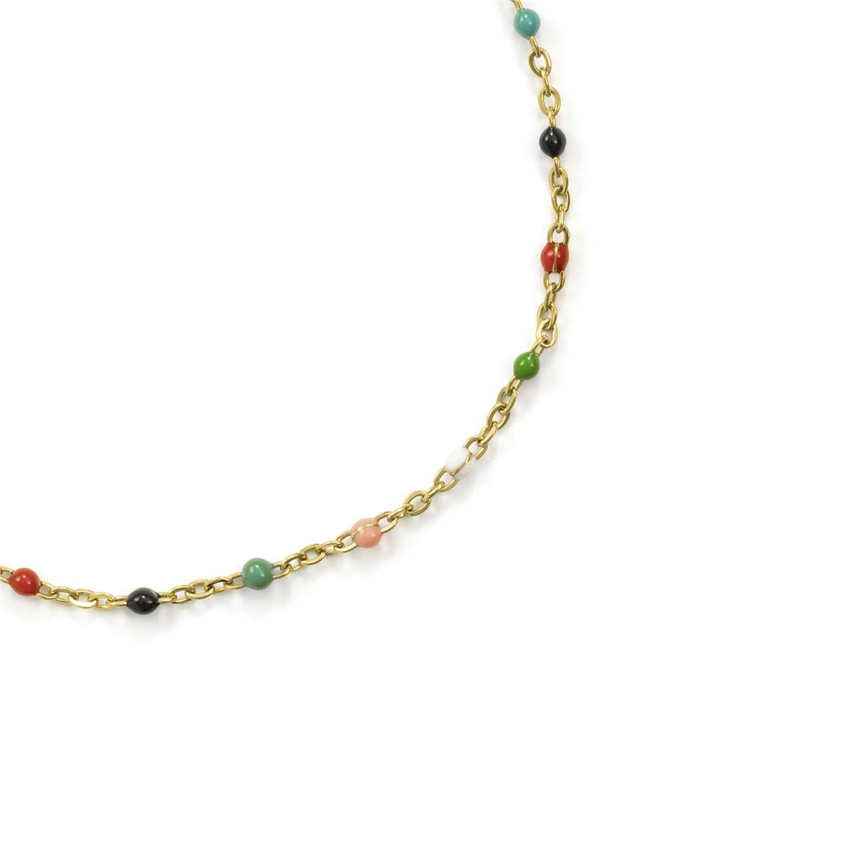 18k Yellow Gold Finished Multicolor Lacquered Metal Alloy Ankle Bracelet - Belme