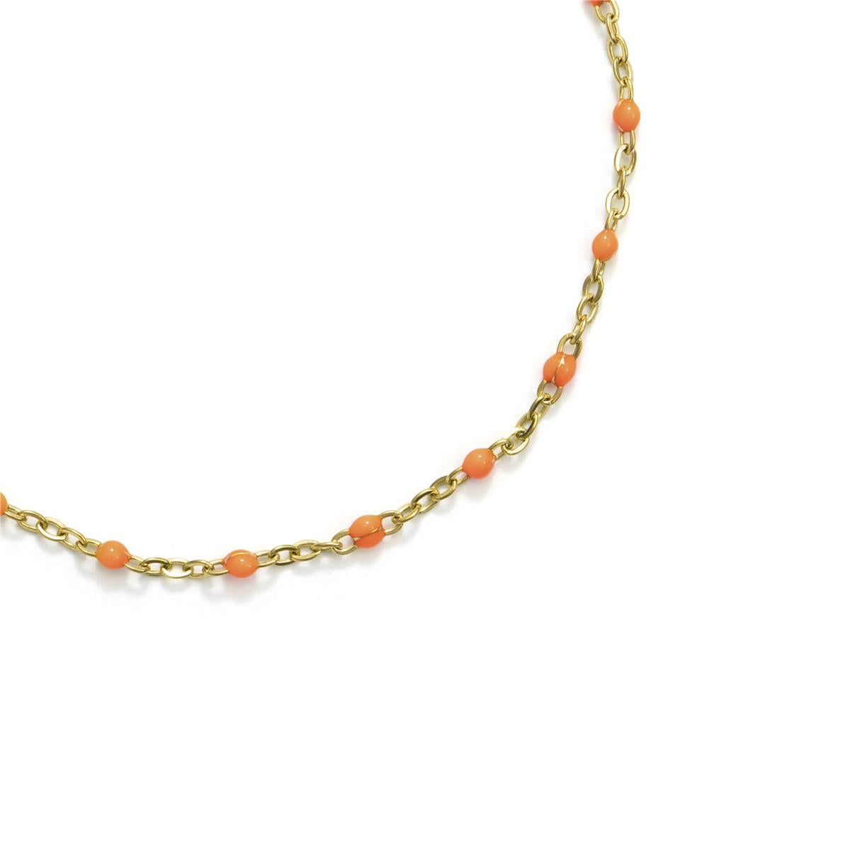 18k Yellow Gold Finished Orange Lacquer and Metal Alloy Ankle Bracelet - Belme