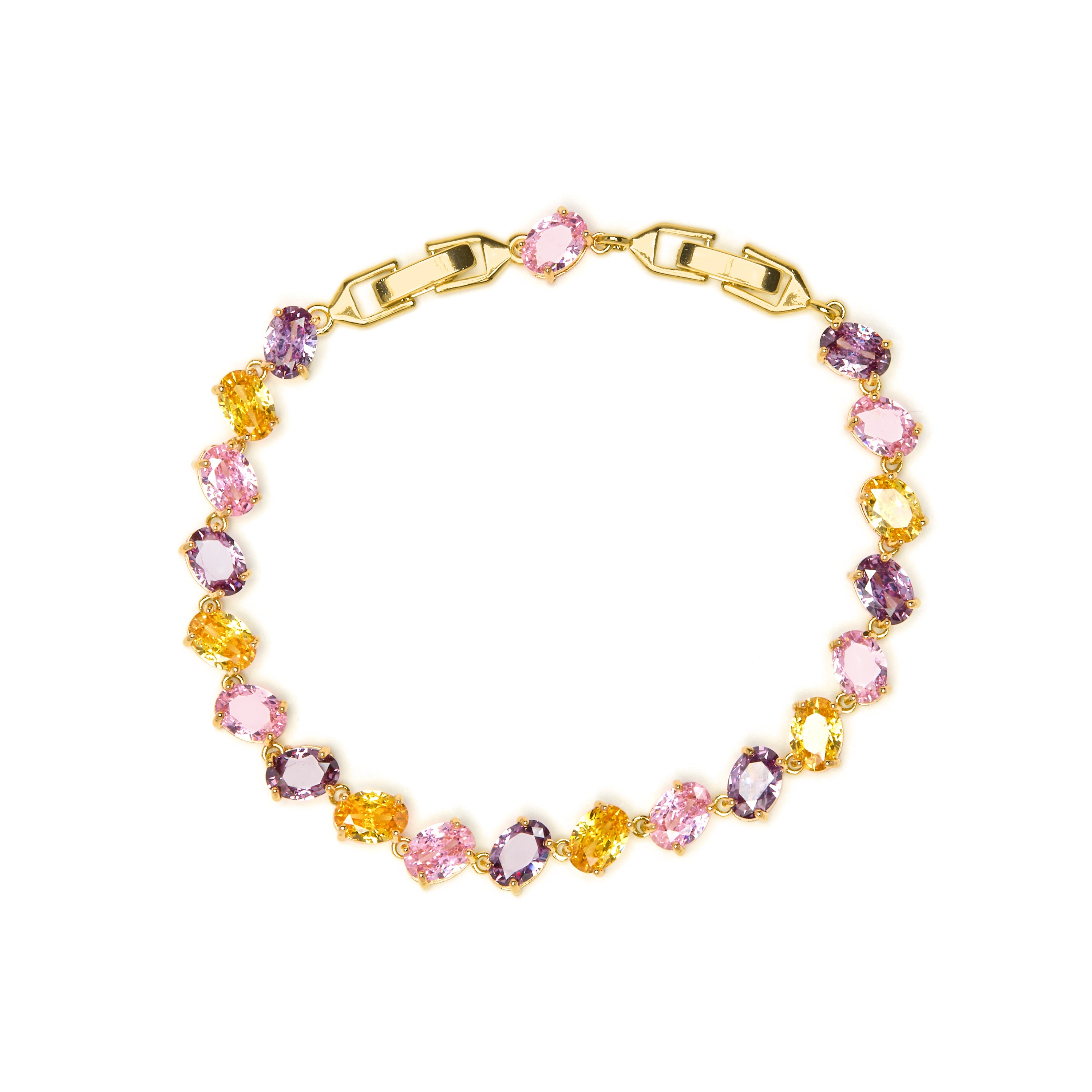 Pulseira acabamento ouro amarelo 18k e zircónia multicolor - Azik