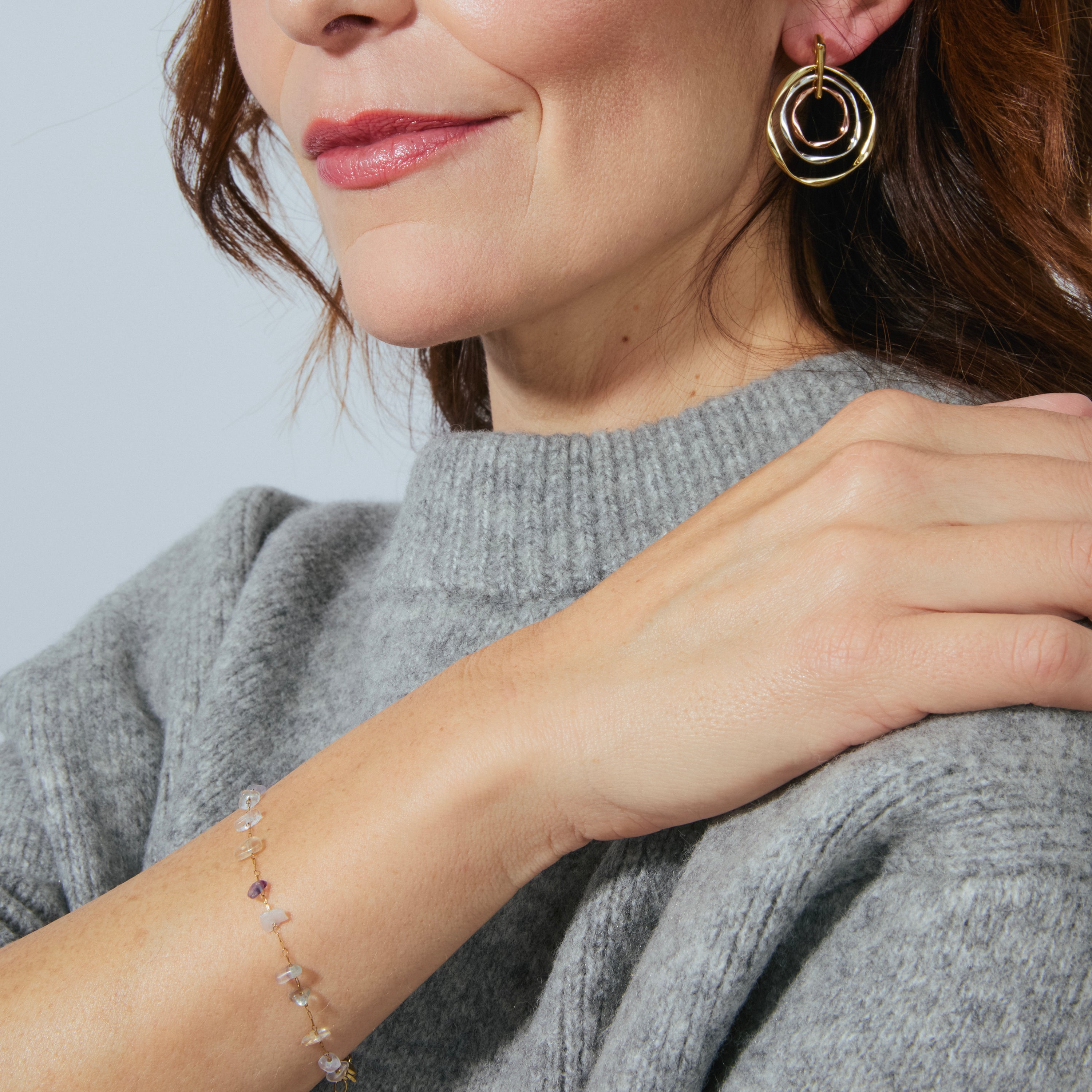 Bracciale in Pietra Naturale Multicolore finito in oro giallo 18K - Bidain