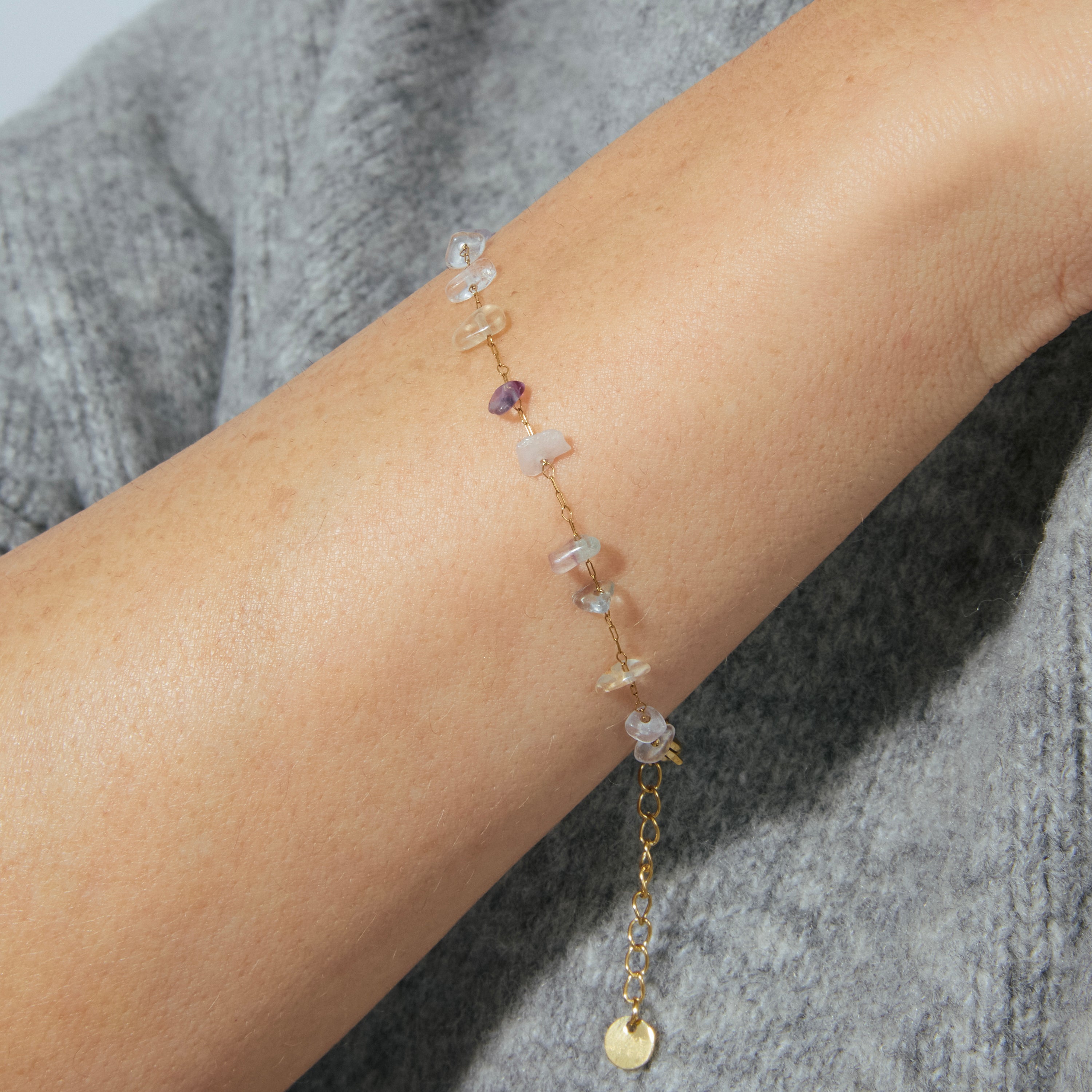 Pulsera de Multicolor Piedra Natural acabada en oro amarillo 18K - Bidain