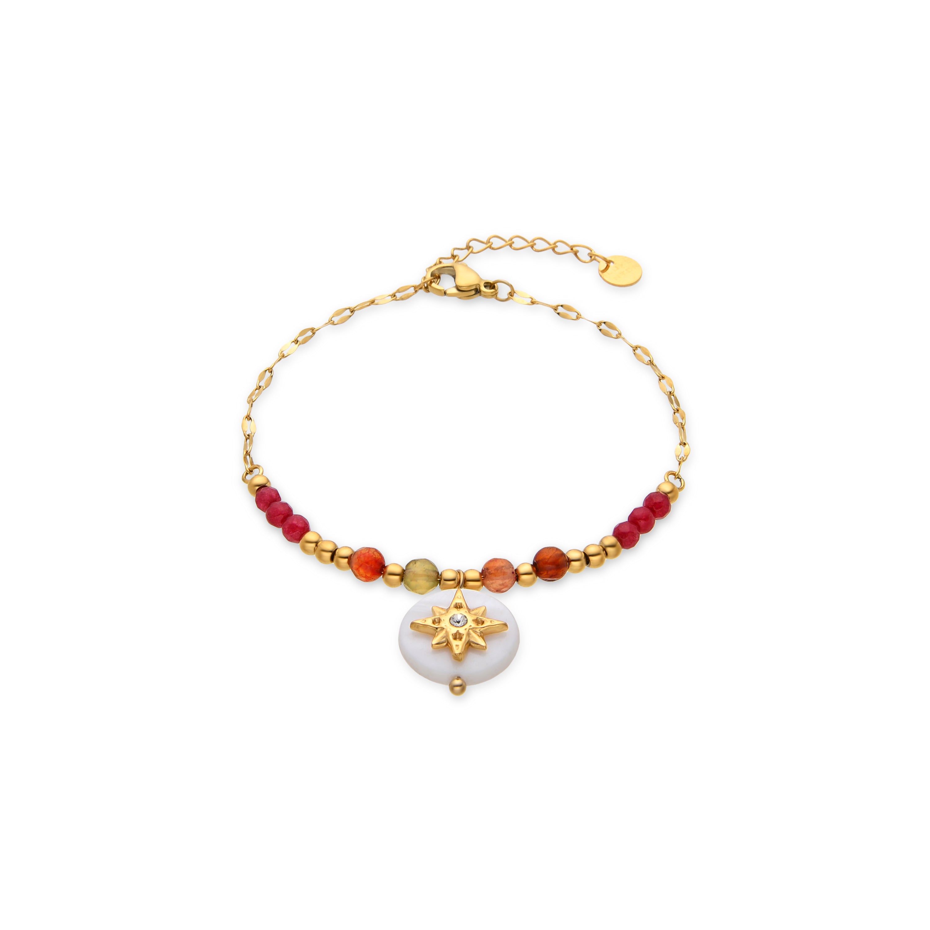 Armband aus weißem Perlmutt mit 18K Gelbgold-Finish - Zador