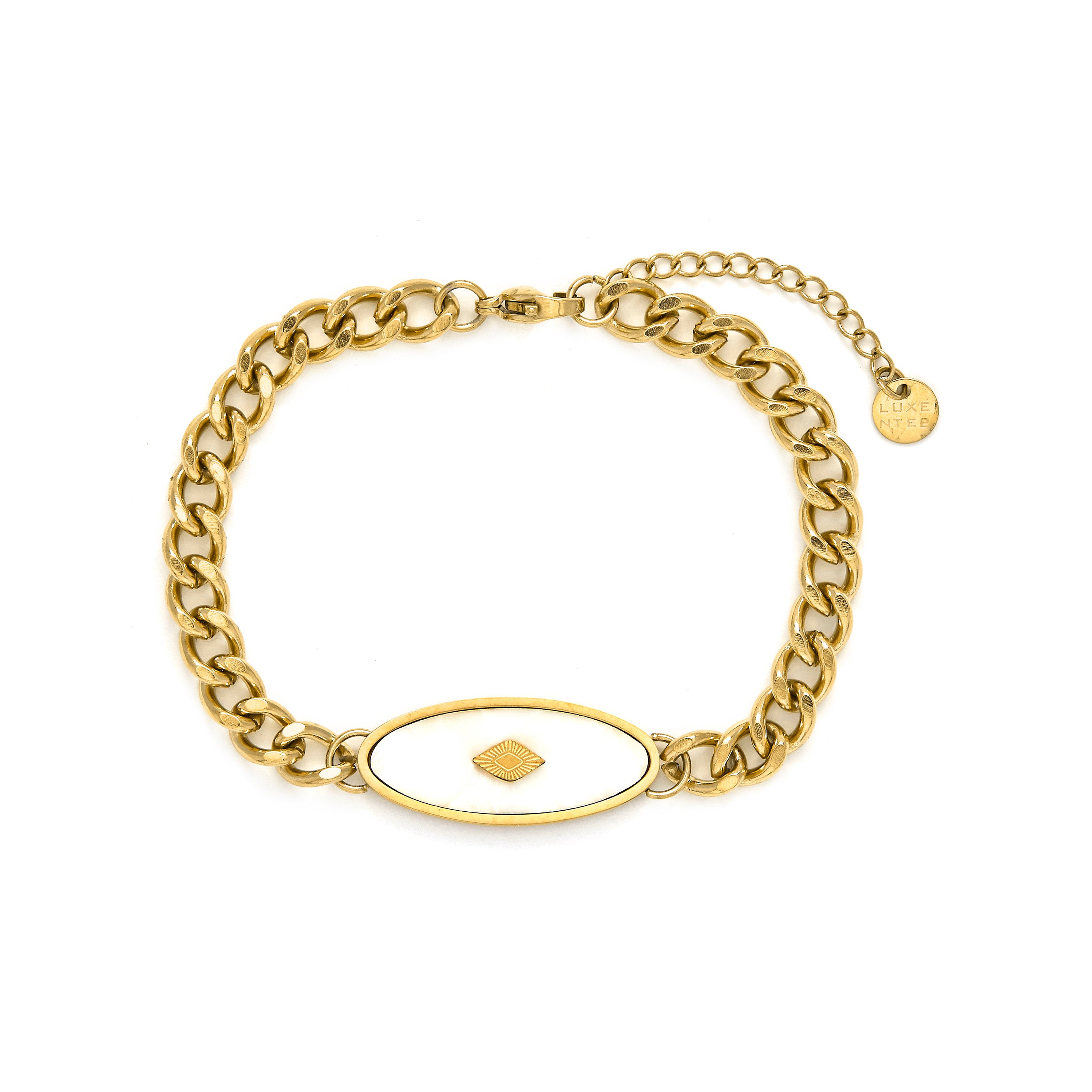 Bracciale in Madreperla Bianca finito in oro giallo 18K - Anleh