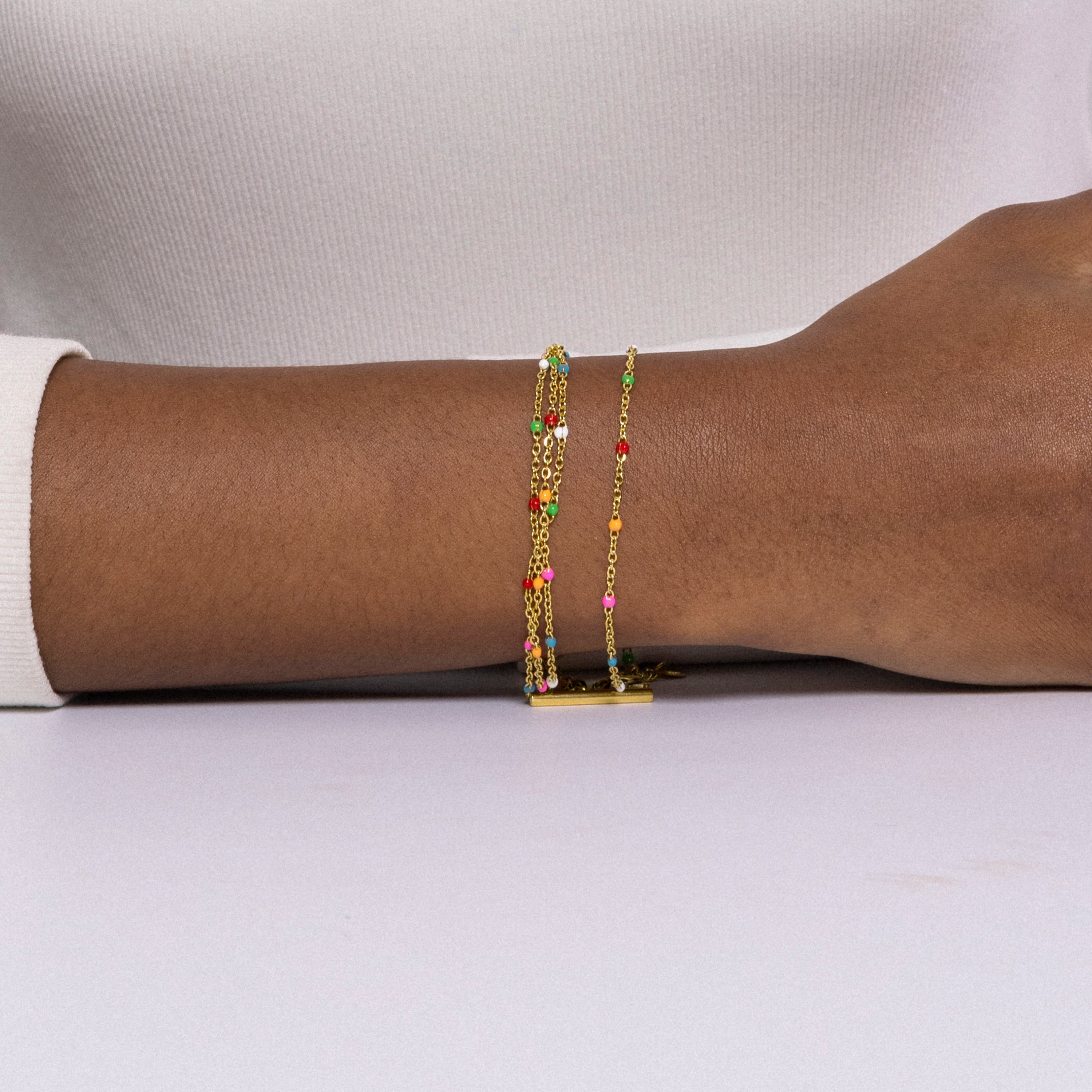 Multicolor Crystal Bracelet finished in 18K yellow gold - Ukdra