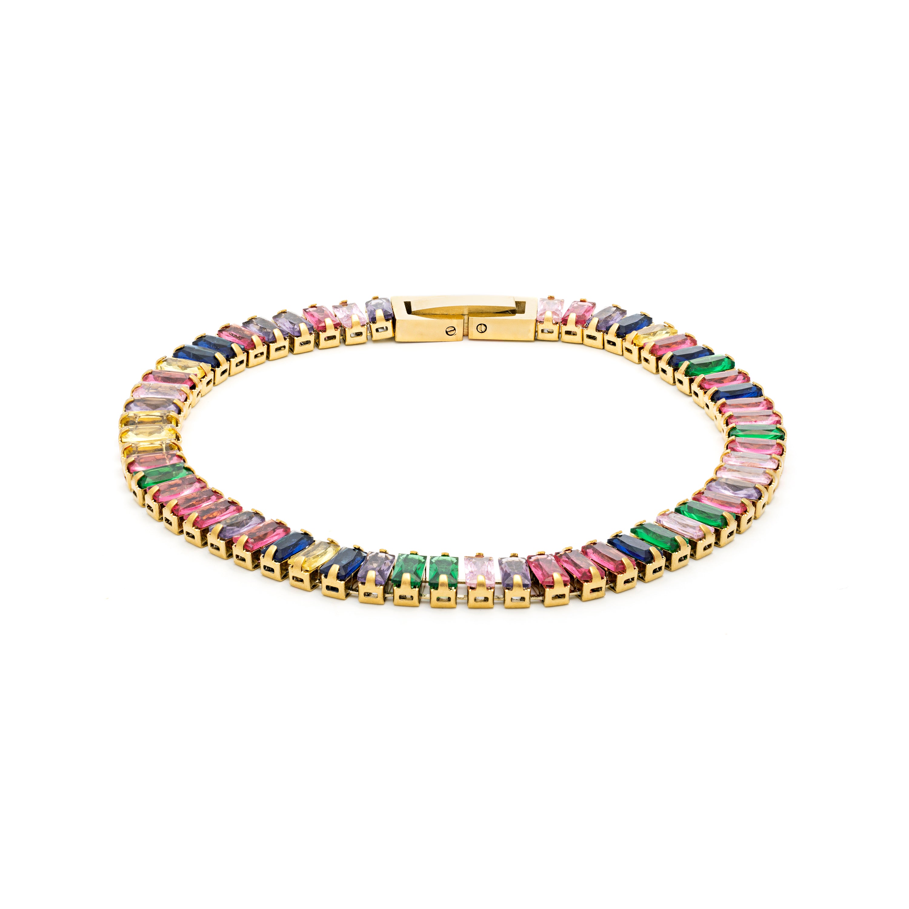 Multicolor Zirkonia Armband mit 18K Gelbgold-Finish - Gorys