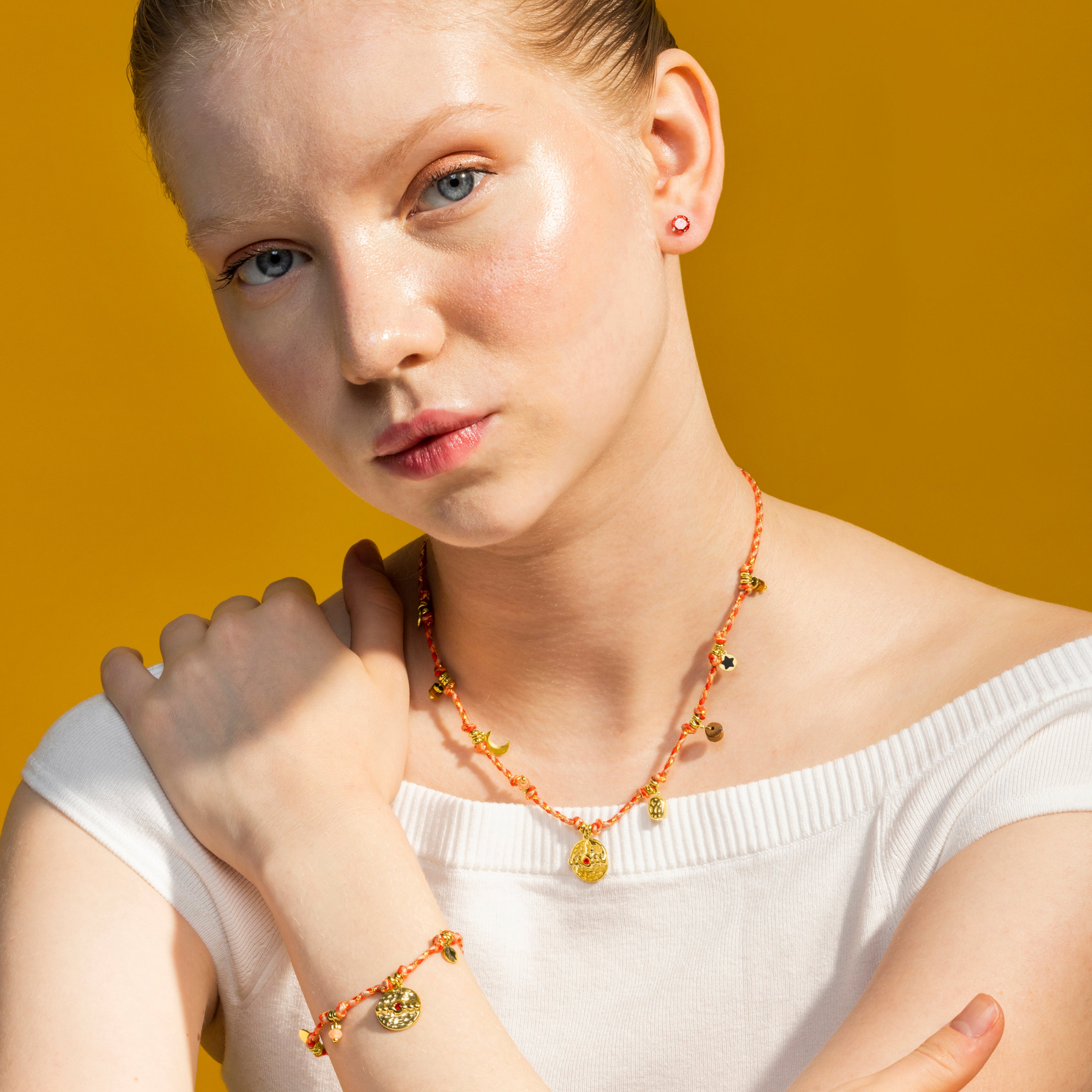 Armband mit rotem Kristall, 18k Gold-Finish - Liskel
