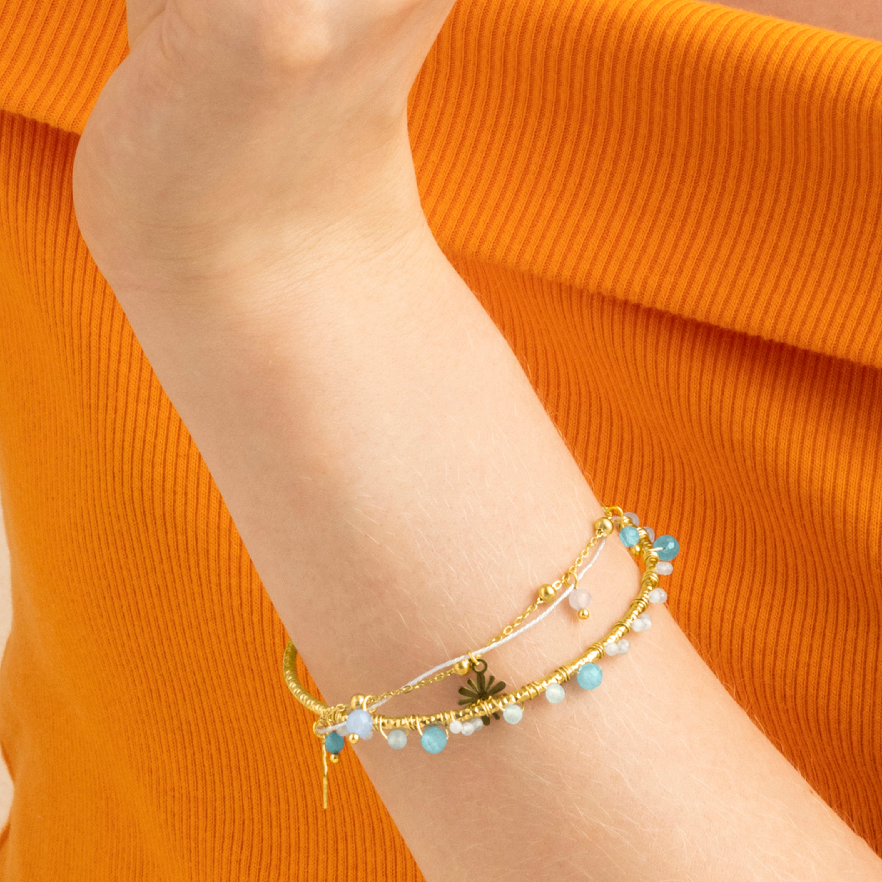 Bracelet with Dark Blue Crystal finished in 18k gold - Thase