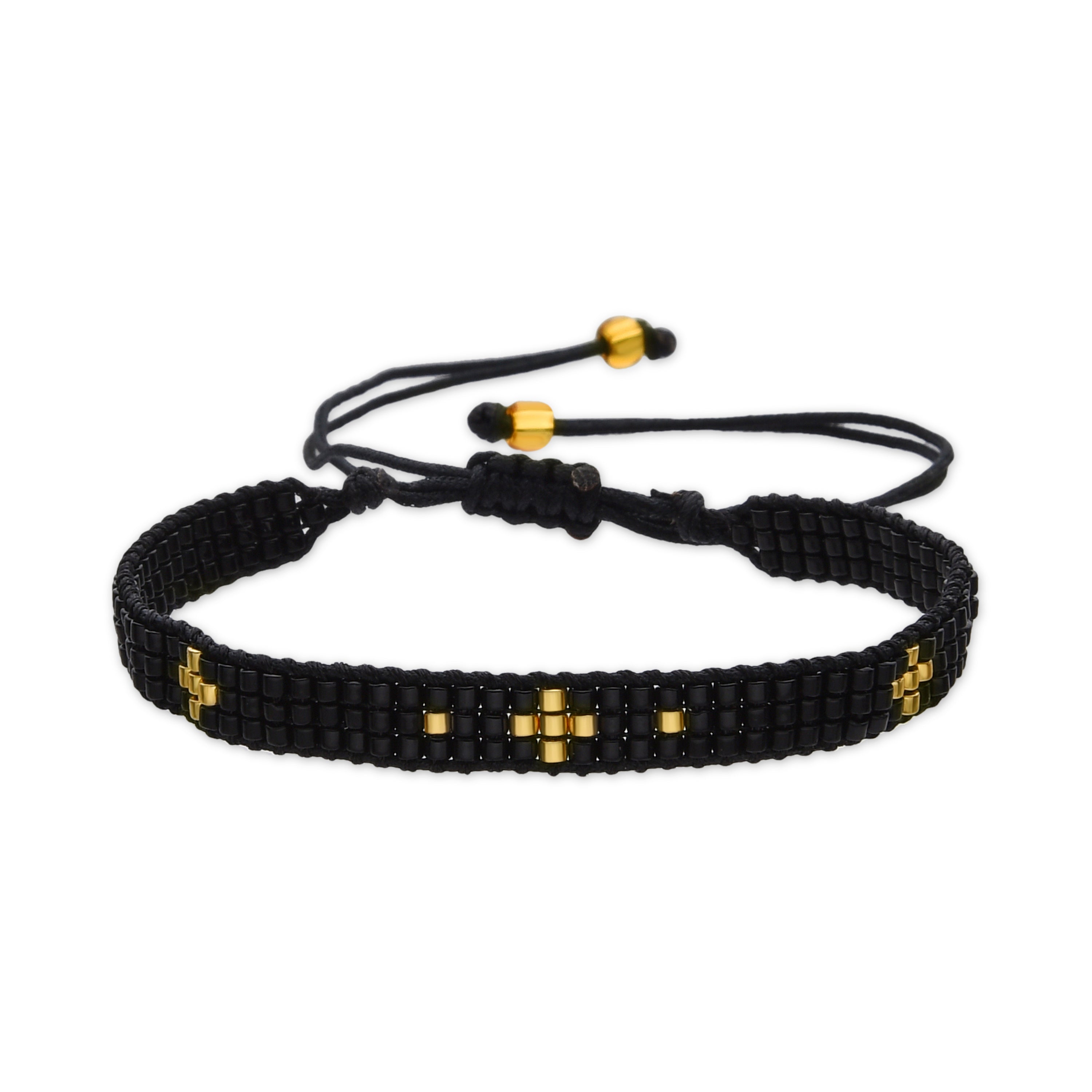 Bracelet avec Cristal Noir finition or 18k - Sagruk