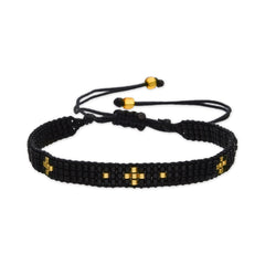 Armband mit schwarzem Kristall, 18k Gold-Finish - Sagruk