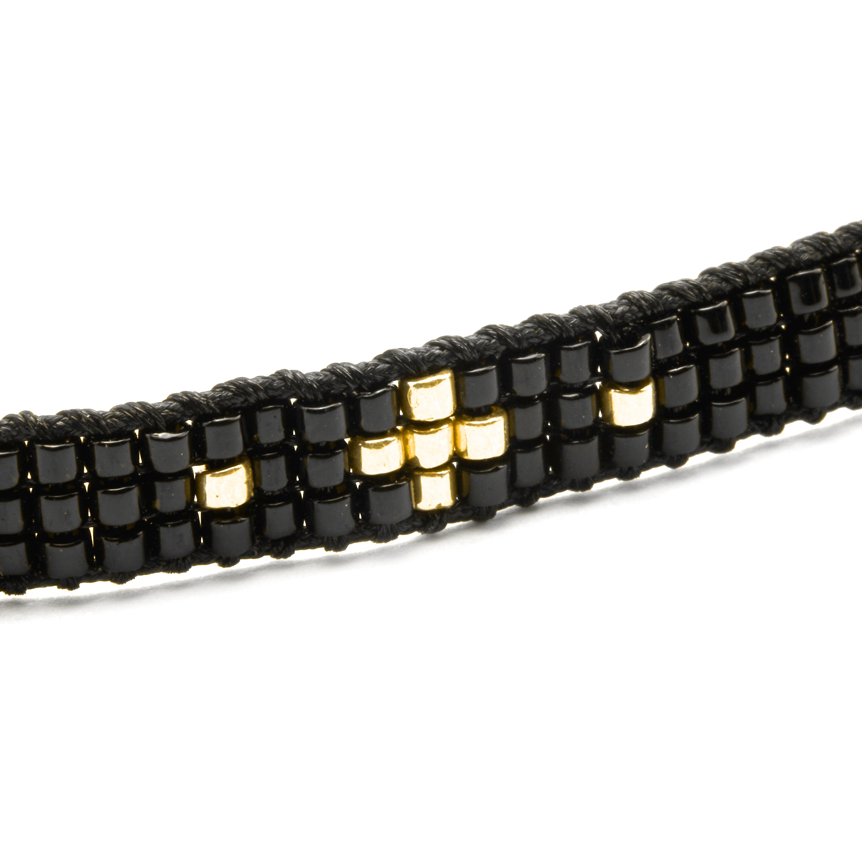 Pulsera con Cristal Negro acabado oro 18k - Sagruk