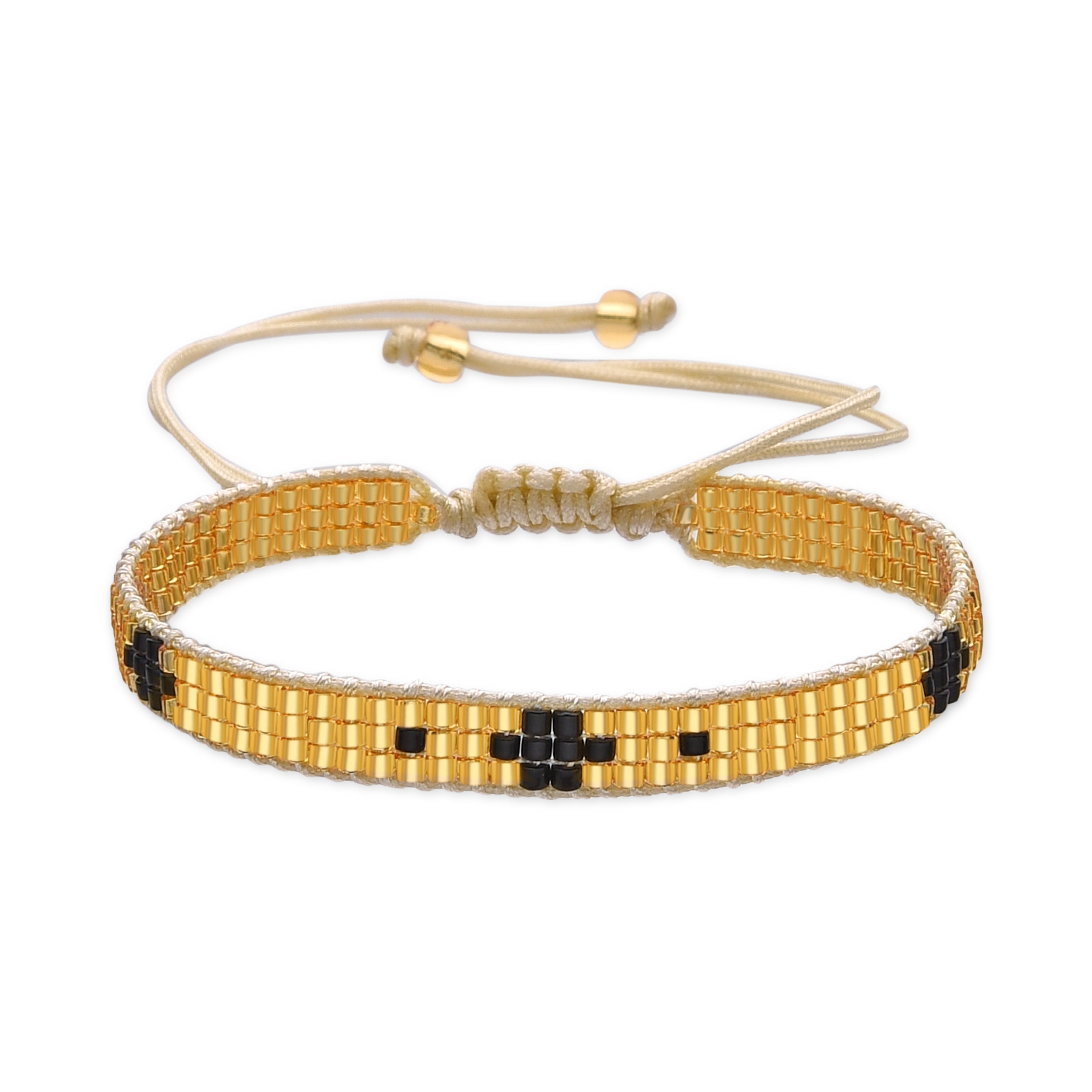 Bracelet avec Cristal Noir finition or 18k - Sagruk