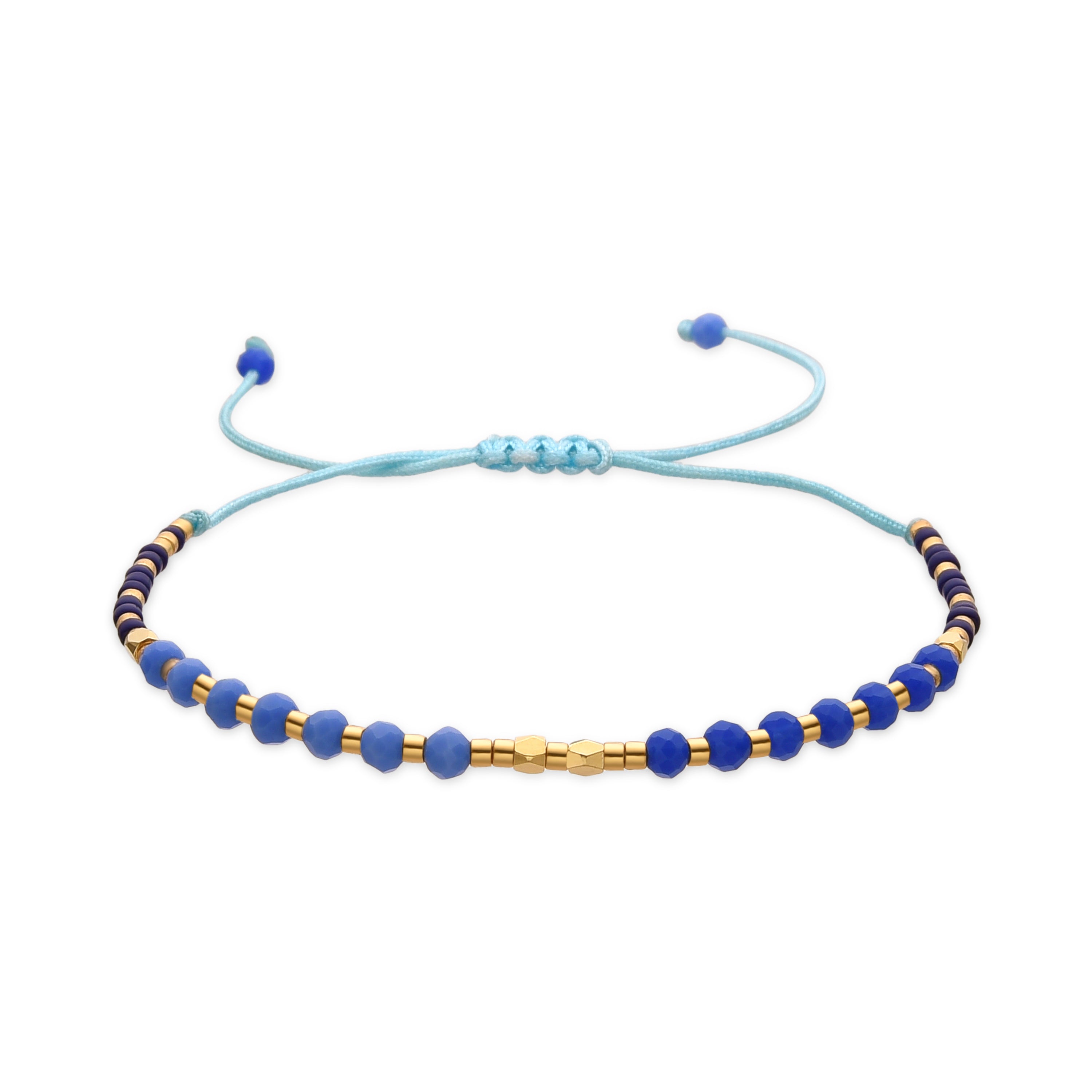 Pulsera con Cristal Azul acabado oro 18k - Anlako