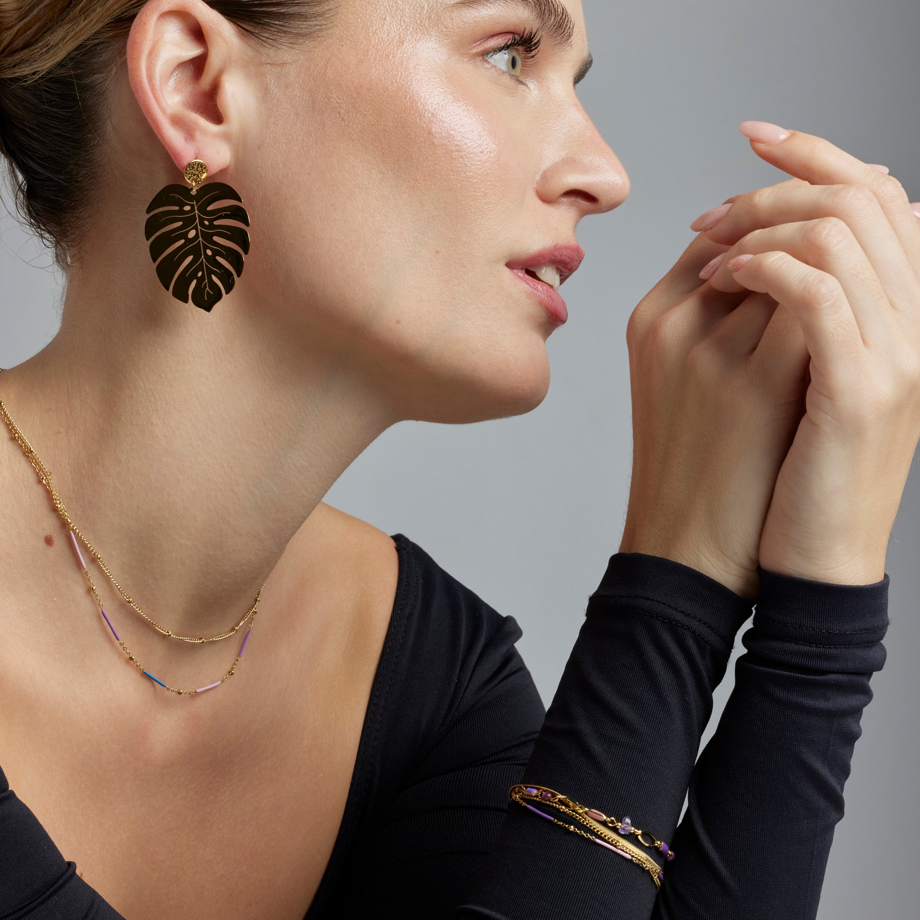 Bracelet avec laque multicolore finition or 18k - Lueo