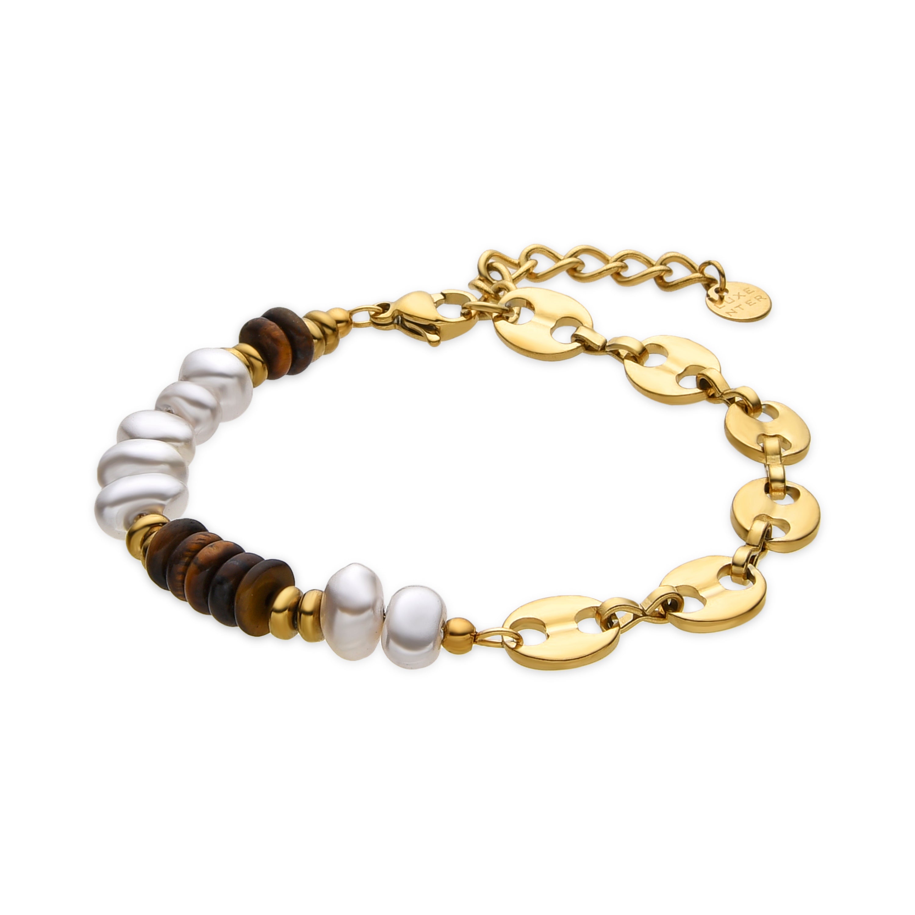 Tiger Eye Bracelet with 18k Gold Finish - Kimbalbo