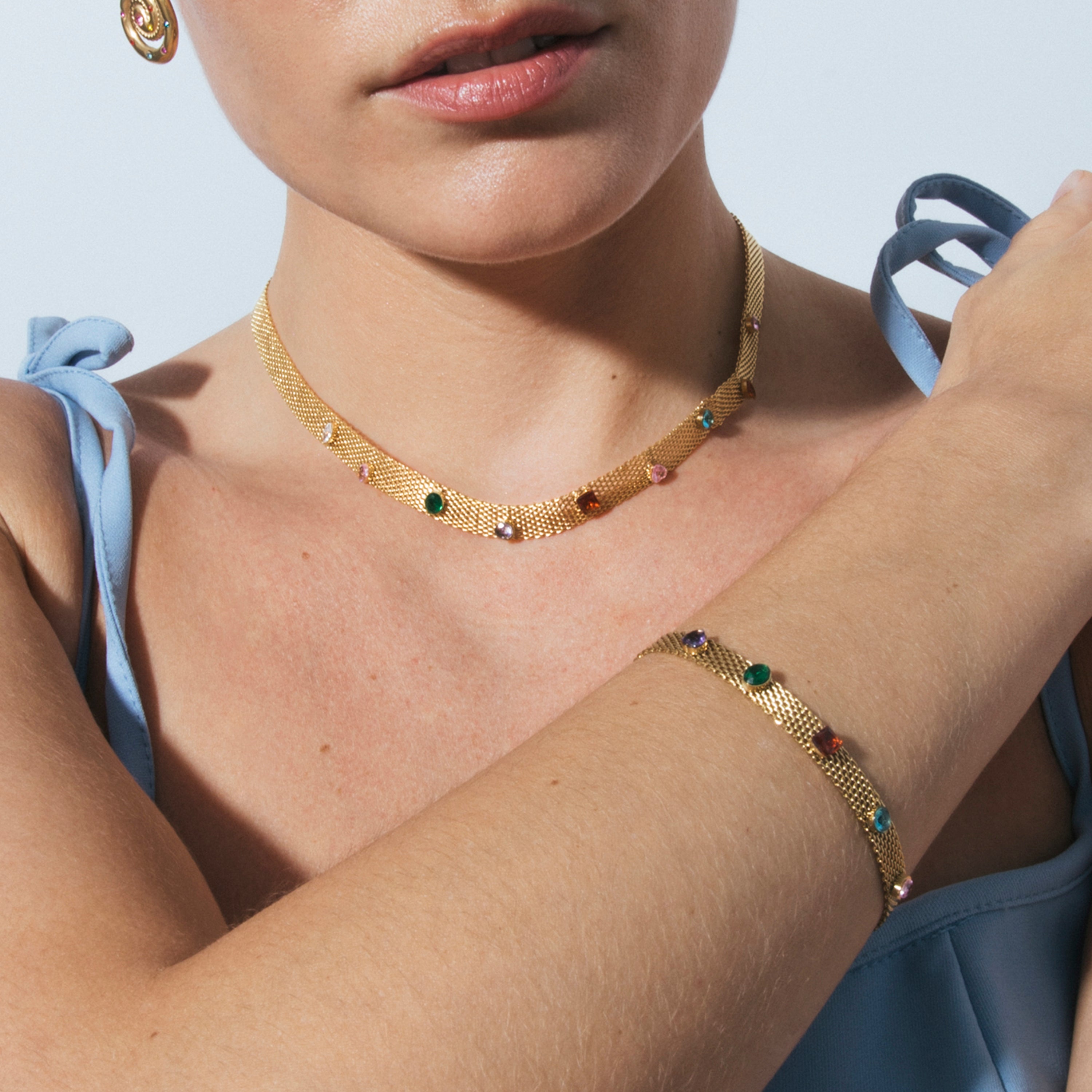 Multicolor Cubic Zirconia Bracelet finished in 18k yellow gold - Vaine