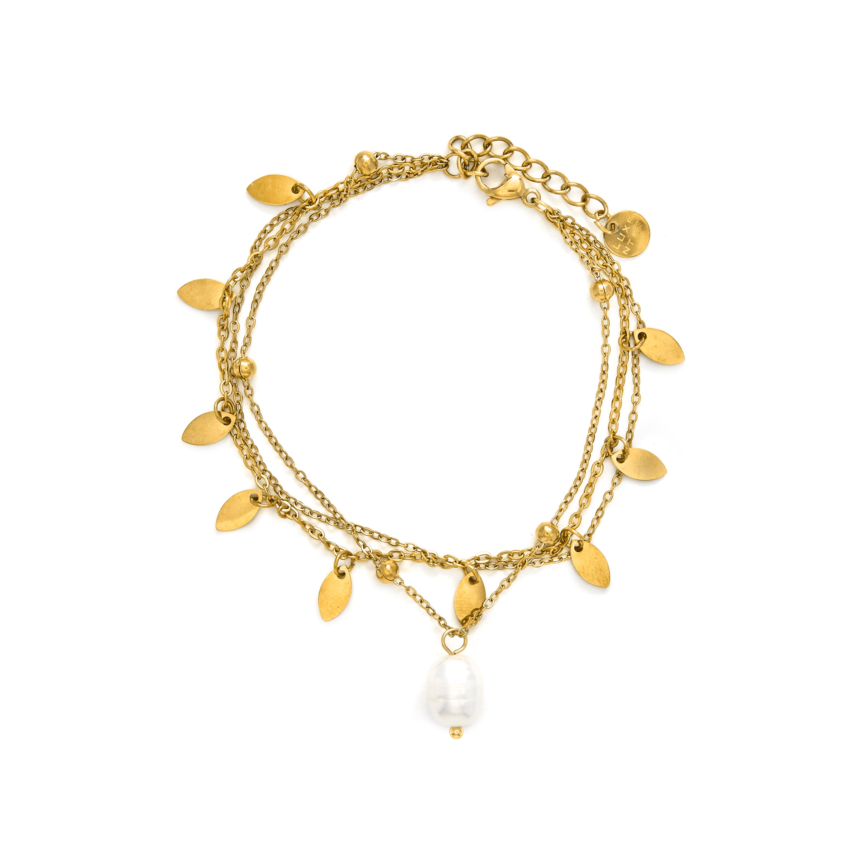 Pulsera de Perla Blanca acabado en oro amarillo 18k - Kixo