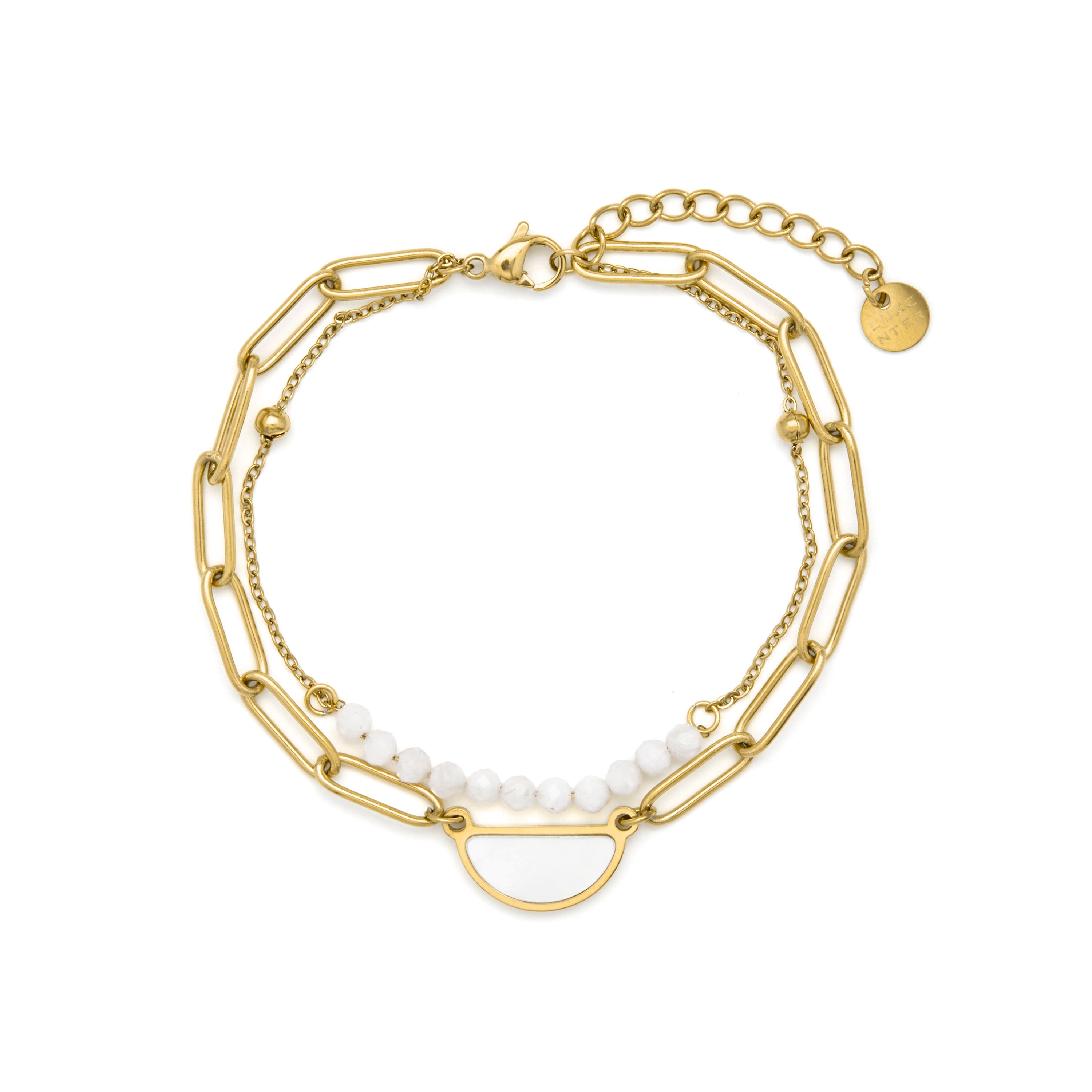 White Pearl Bracelet finished in 18k yellow gold - Abbyo