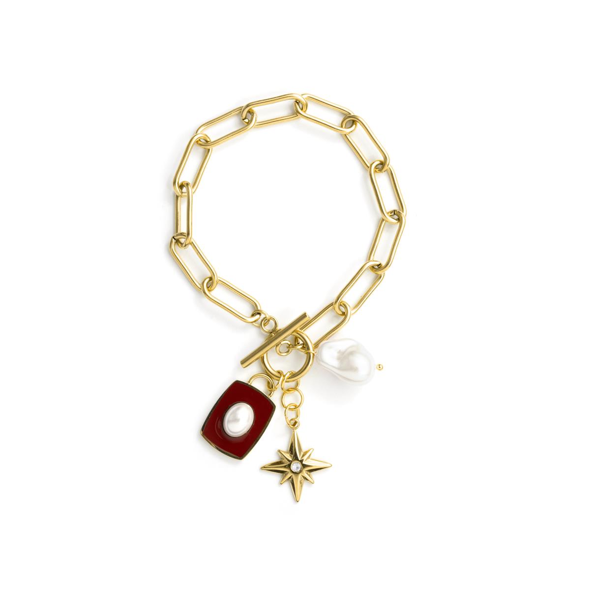 Pulsera de Perla Blanca acabado en oro amarillo de 18k - Irath