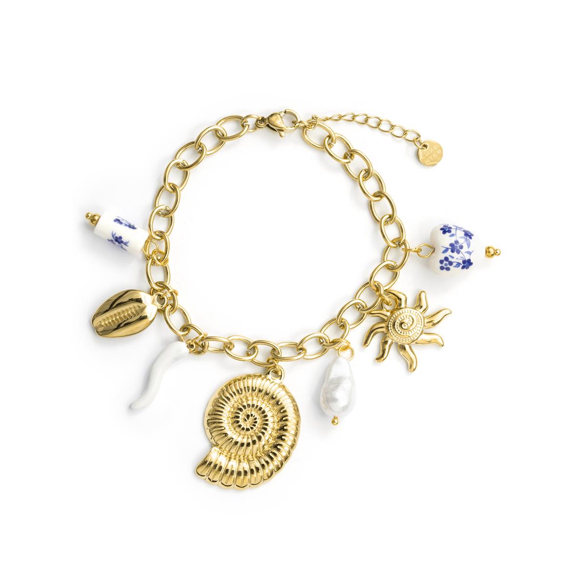 Pulseira de Pérola Branca com acabamento em ouro amarelo 18k - Ribeleg