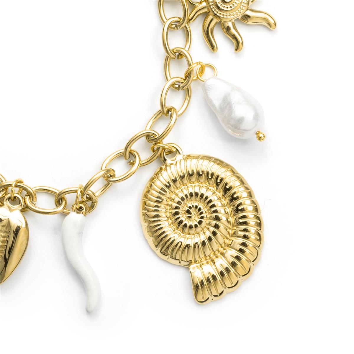 Pulseira de Pérola Branca com acabamento em ouro amarelo 18k - Ribeleg