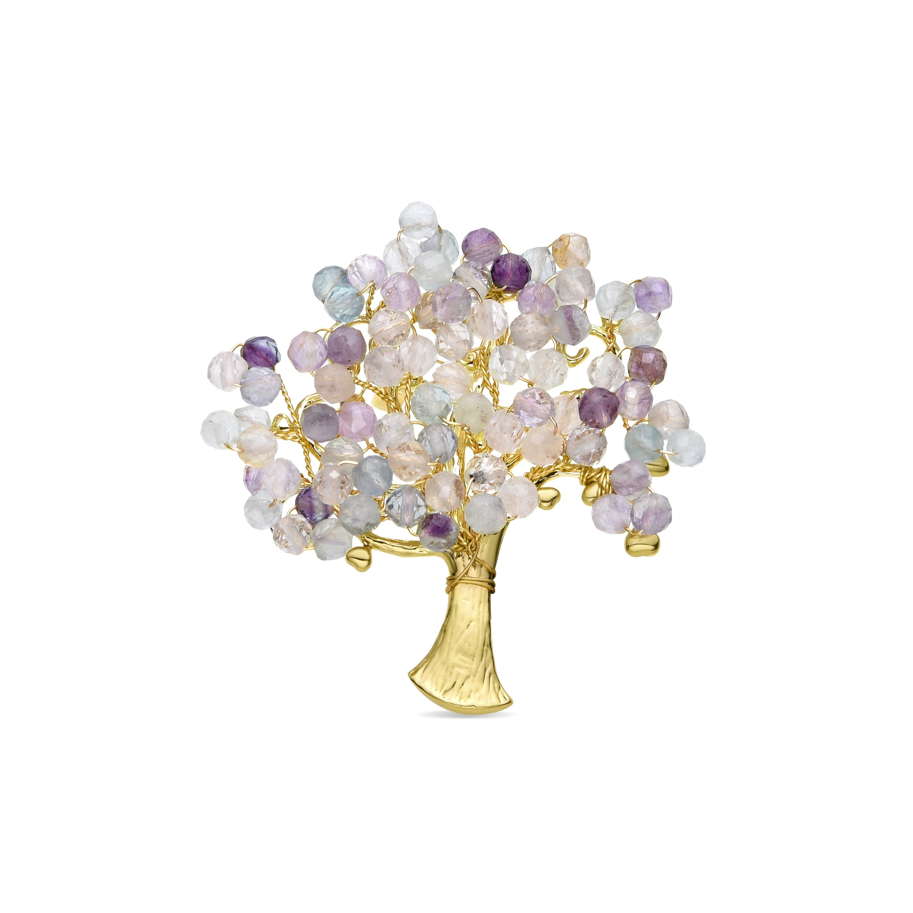 Broche com Fluorita acabamentos em ouro amarelo 18K - Sereli