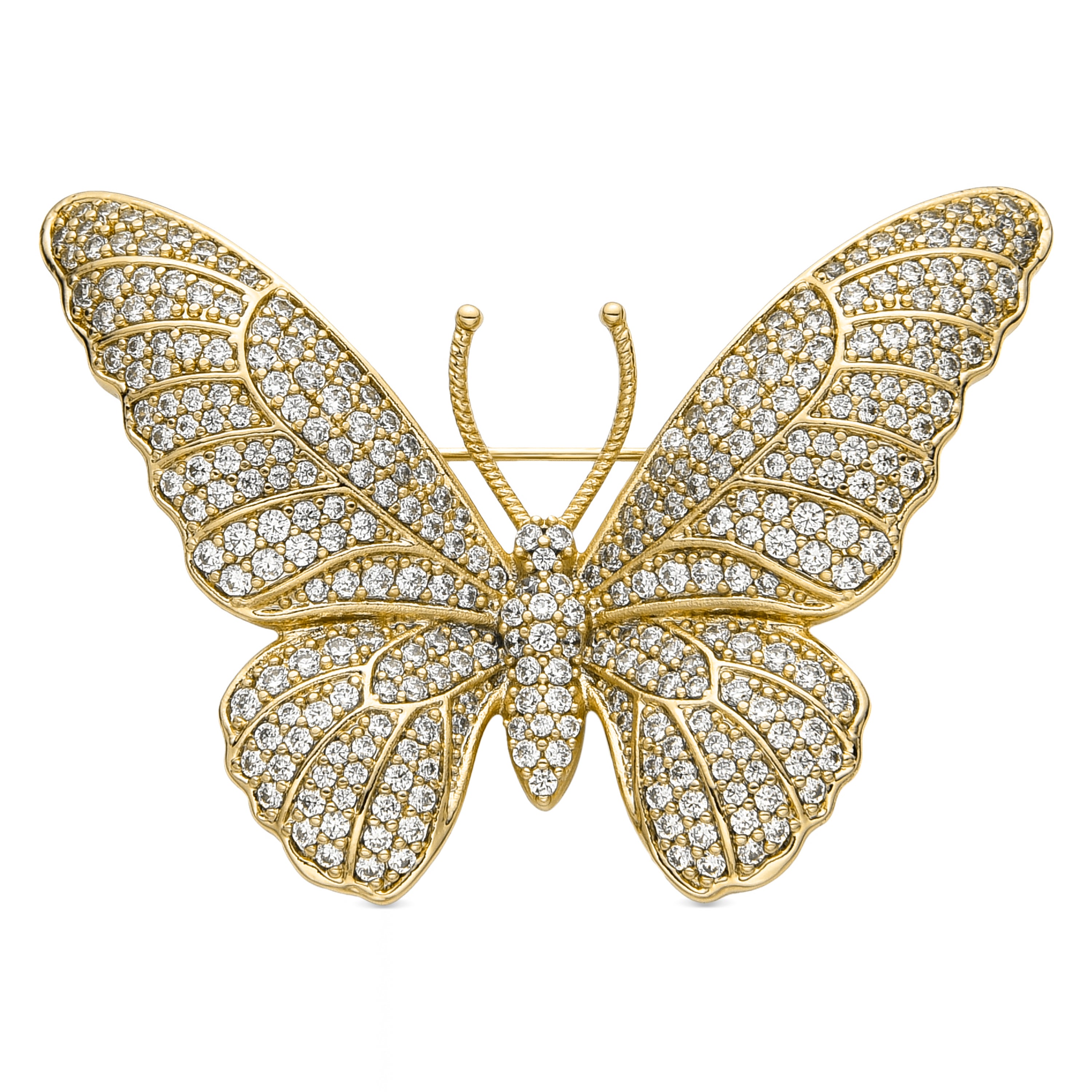 Broche mit strahlendem Zirkonia, 18k Gold-Finish - Binde